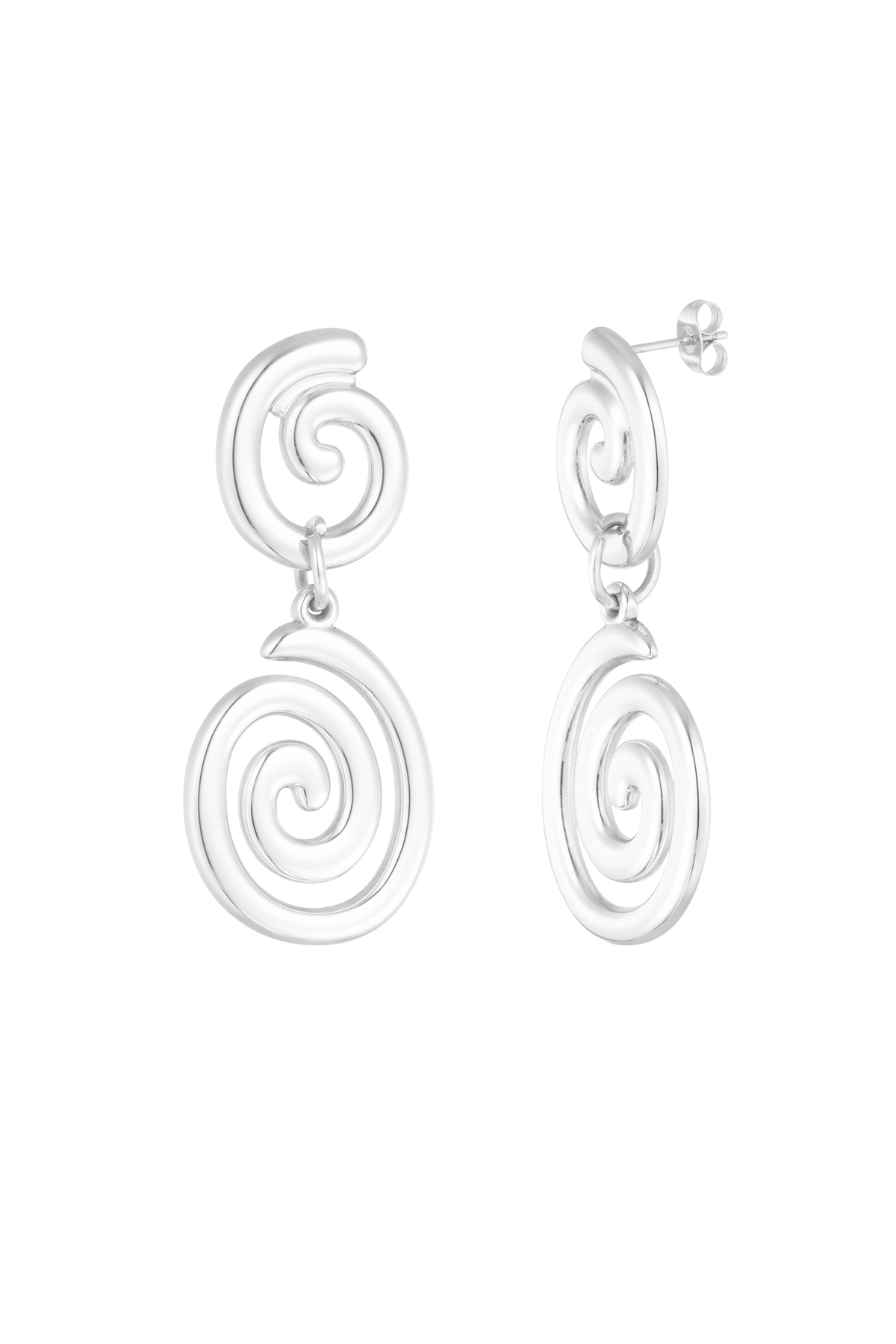 Earrings swirly wave - silver h5 