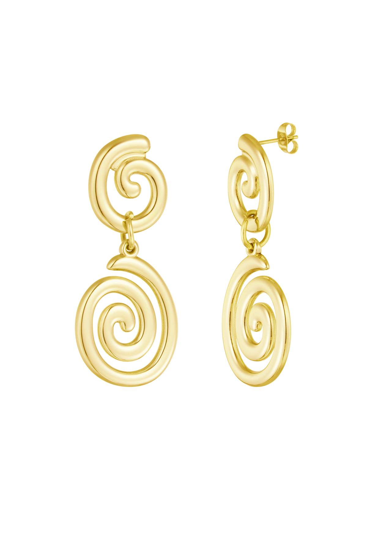 Earrings swirly wave - gold