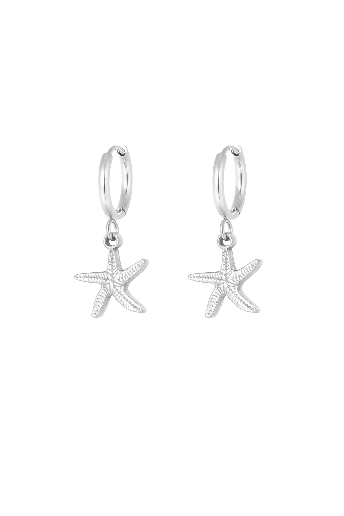 Earrings simple starfish - silver h5 