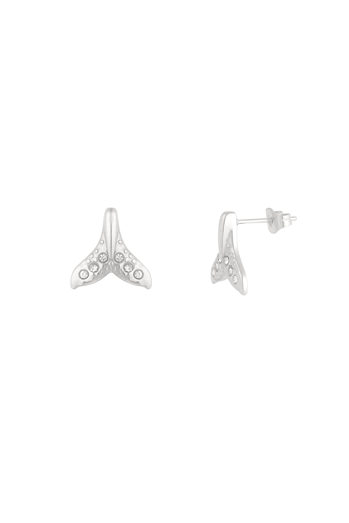 Earrings whale tail - silver