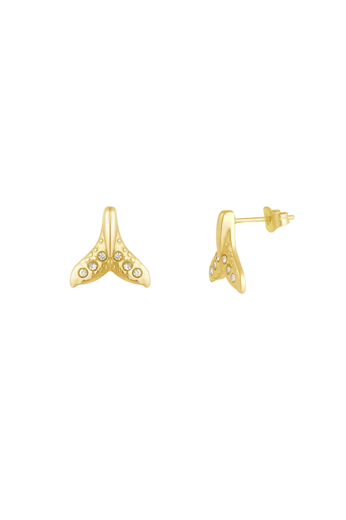 Earrings whale tail - gold h5 