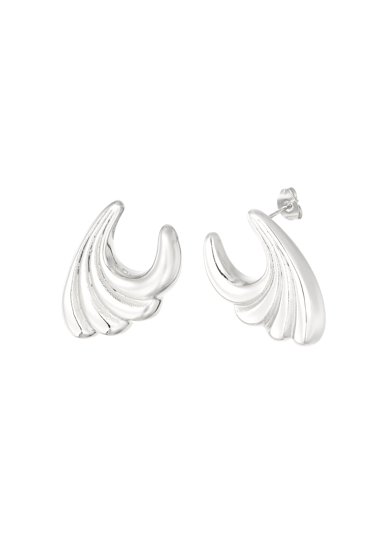 Earrings wavy wild small - silver h5 