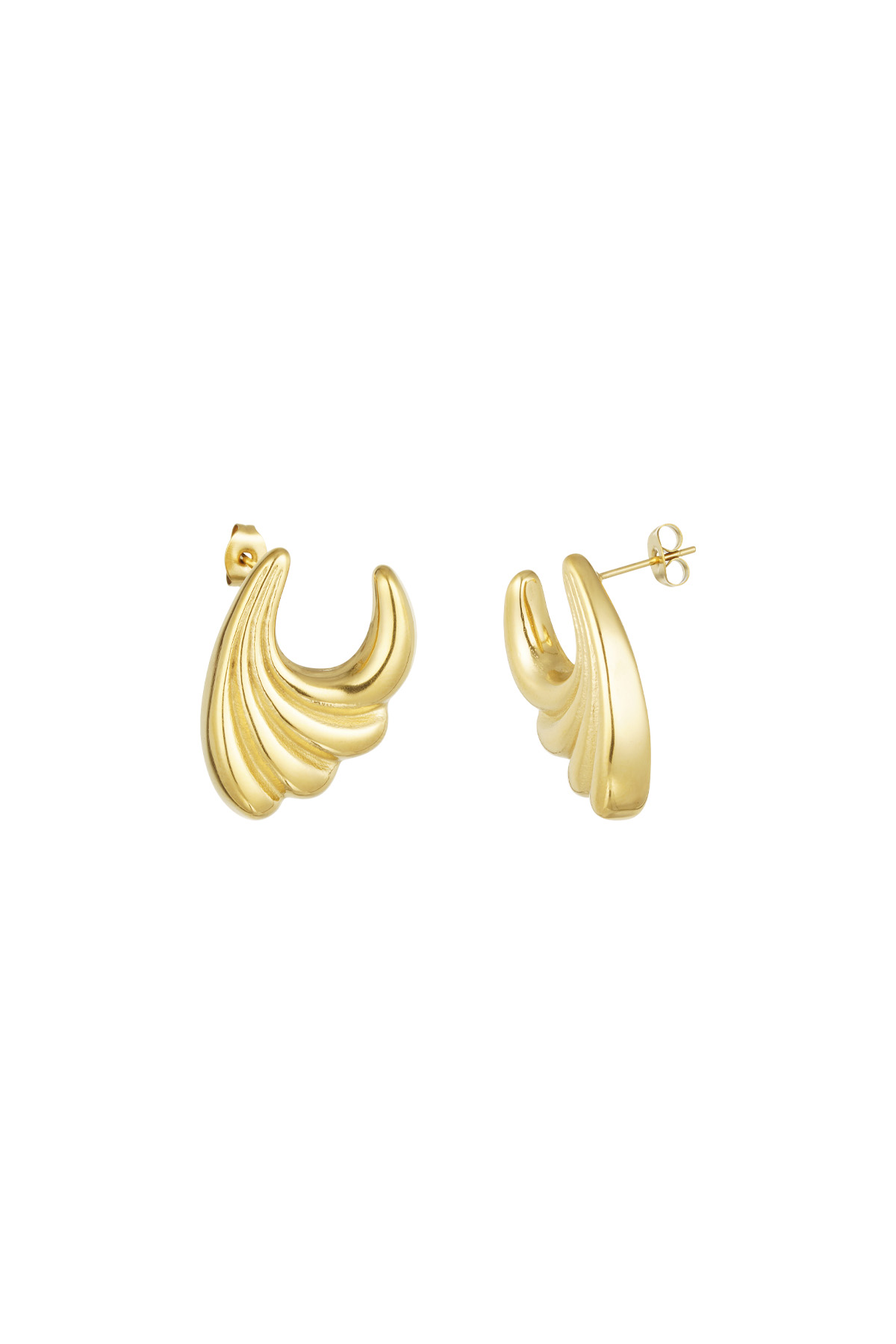 Boucles d'oreilles ondulées sauvages petites - dorées h5 