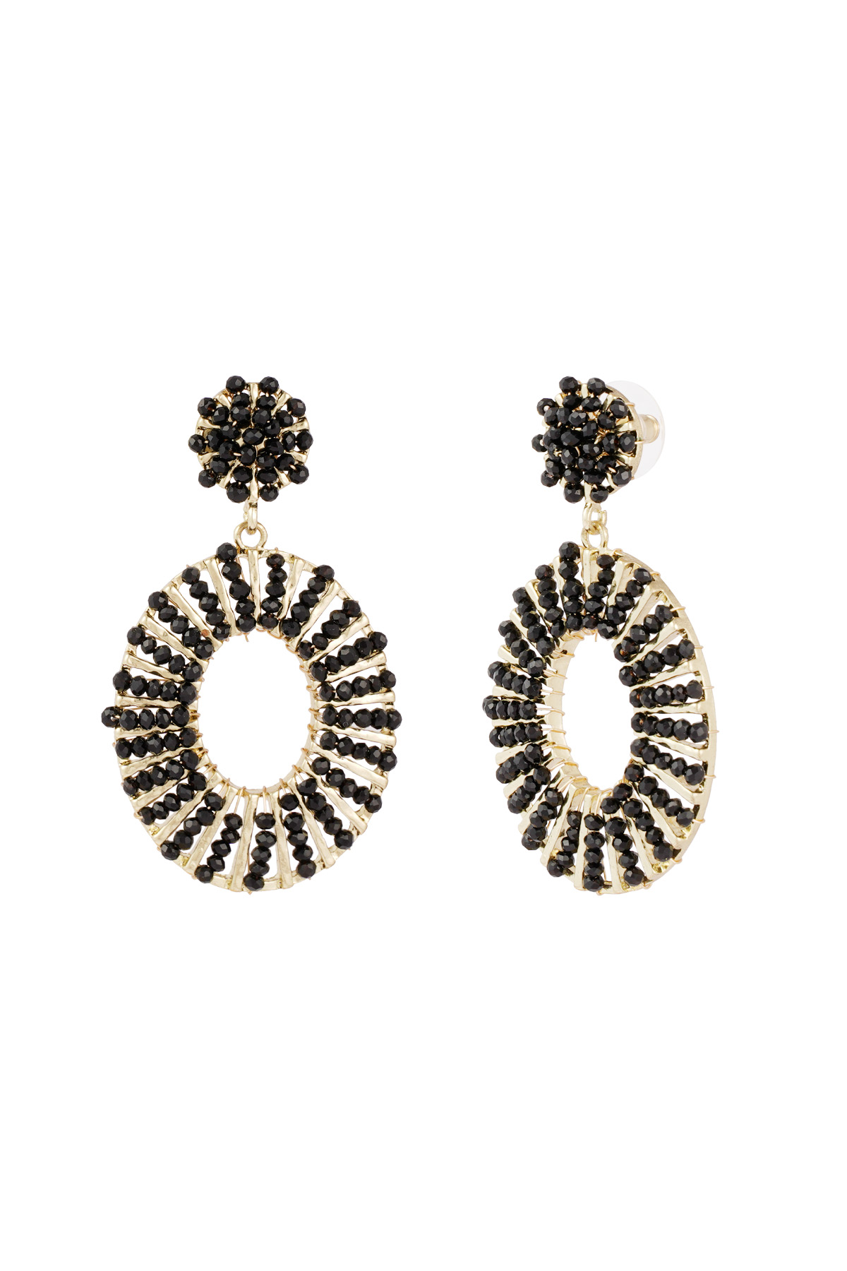 Bead Bliss Earrings - Black and Gold color 2