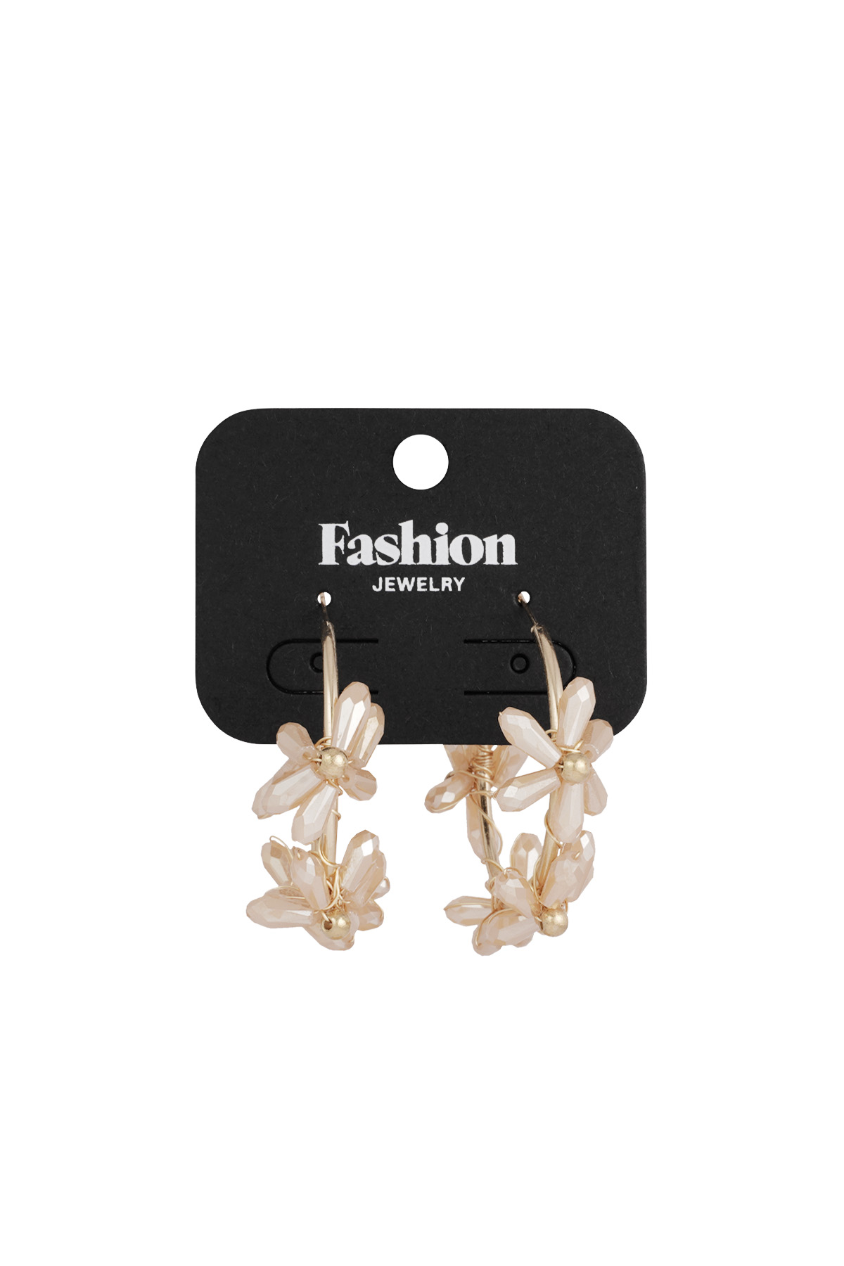 Pendientes de aros con flores - beige h5 Imagen3