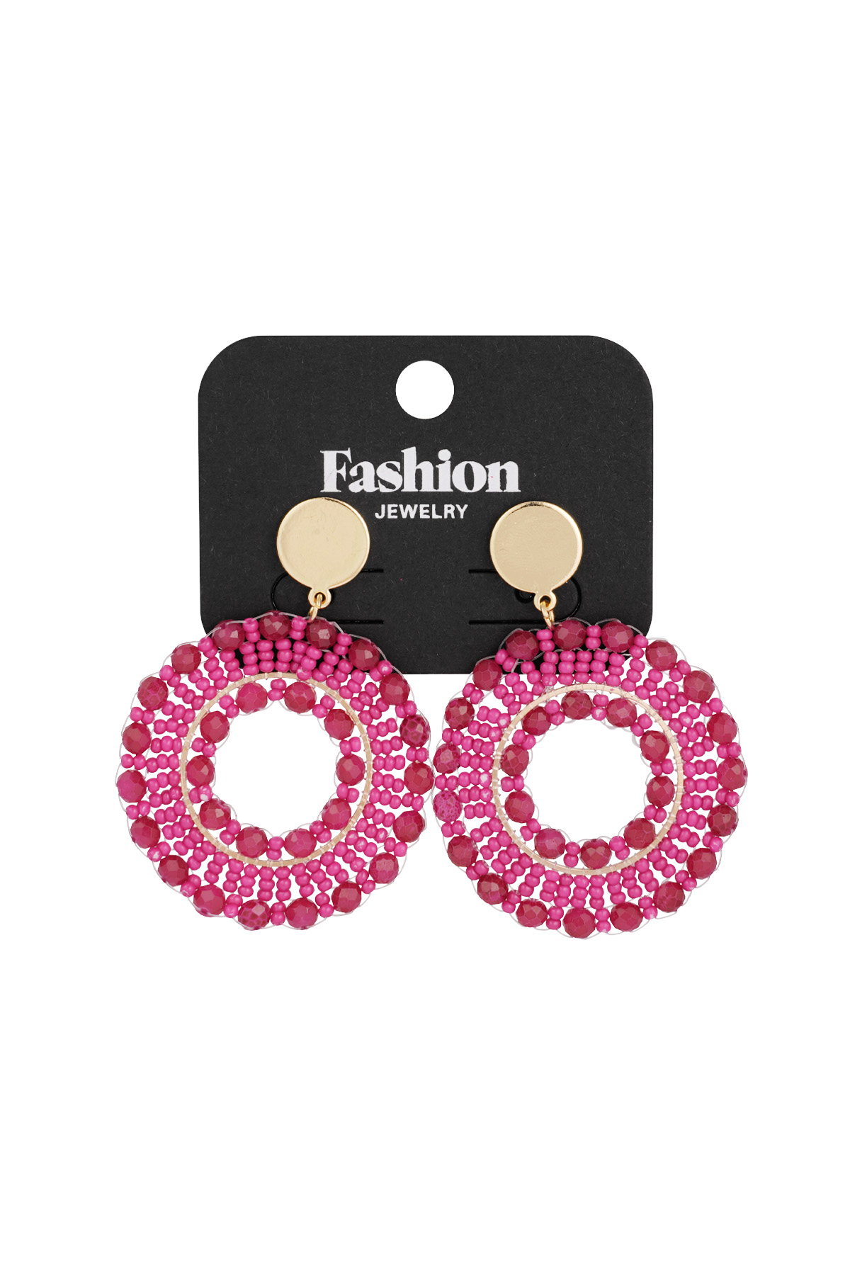 Boucles d'oreilles Joy colorées - Fuchsia h5 Image2