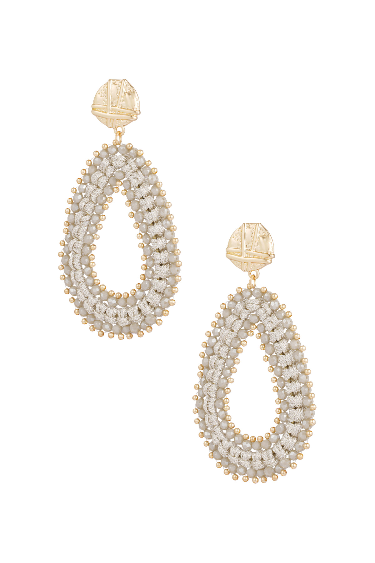 Pendientes de perlas brillantes en forma de gota - beige h5 