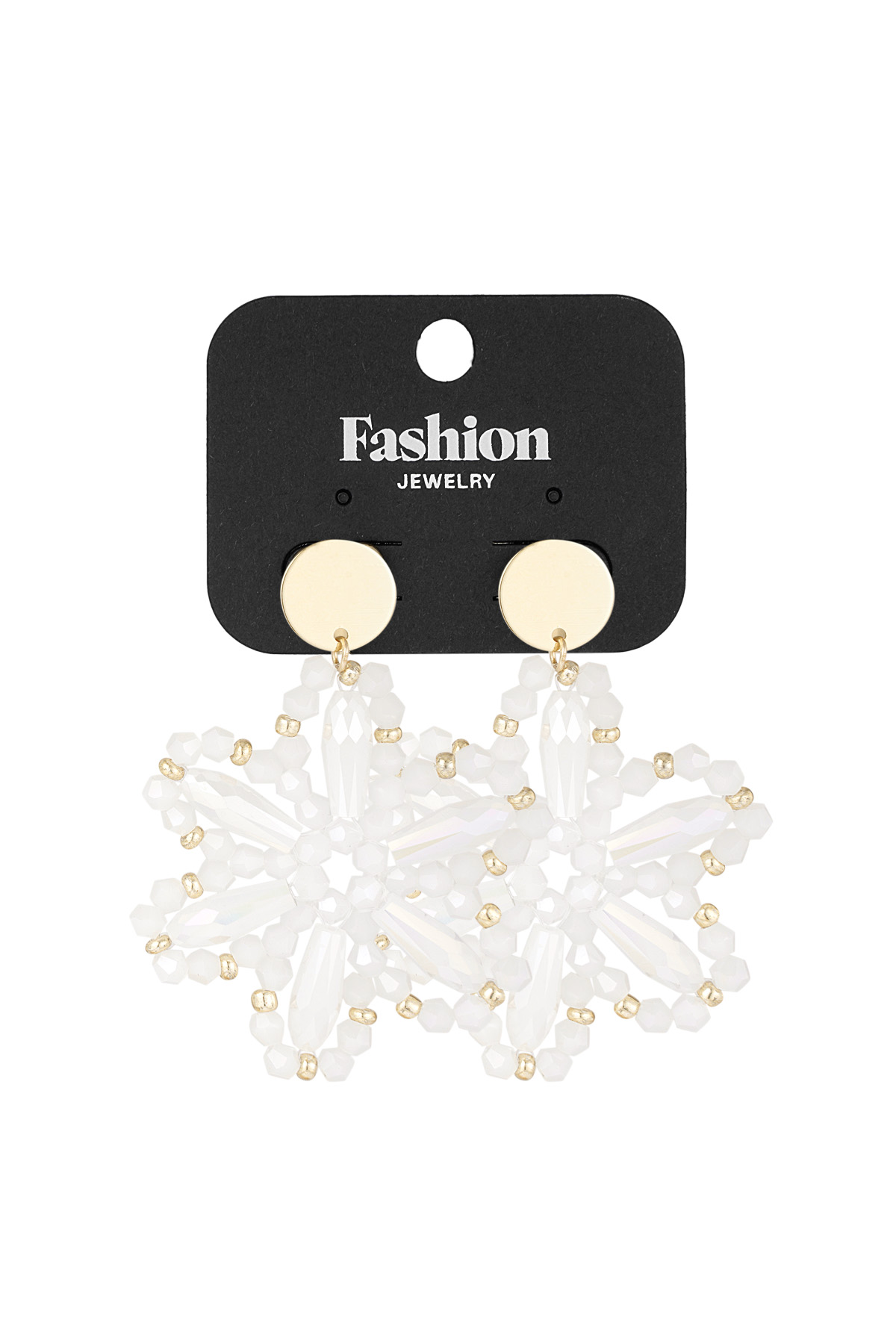 Boucles d'oreilles en perles de fleurs - blanc h5 Image3