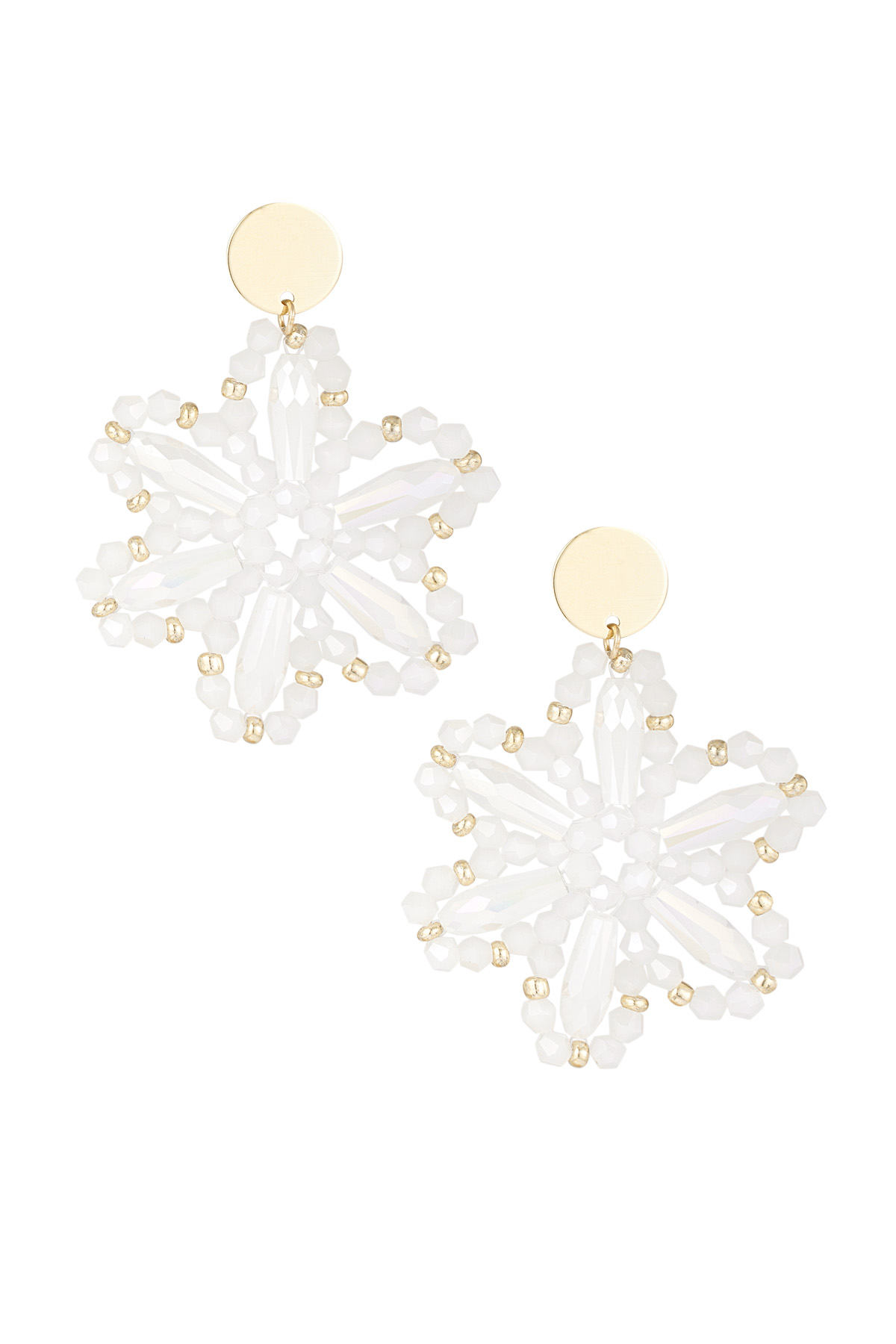 Boucles d'oreilles en perles de fleurs - blanc h5 