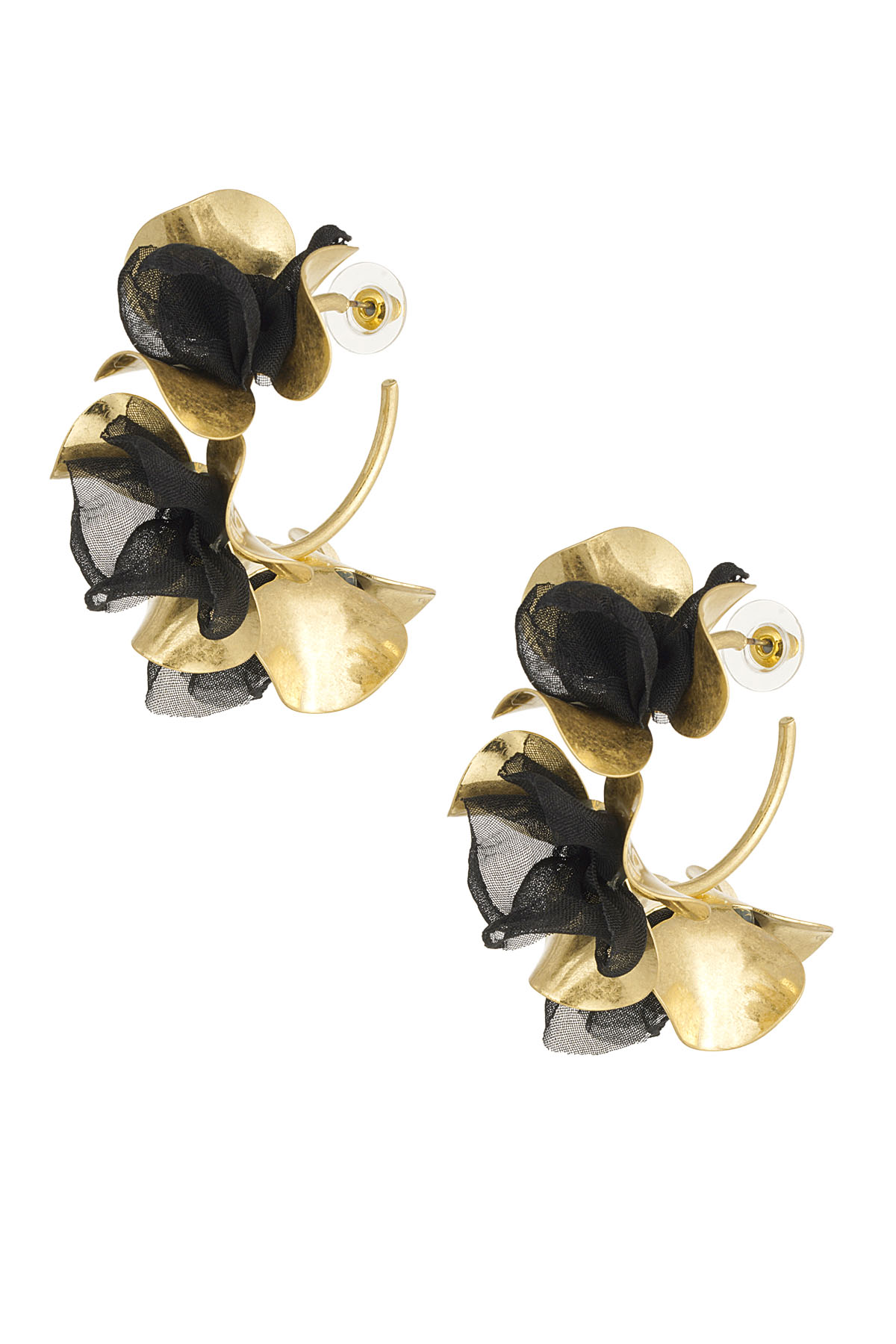 Boucles d'oreilles fleur d'automne - noir h5 