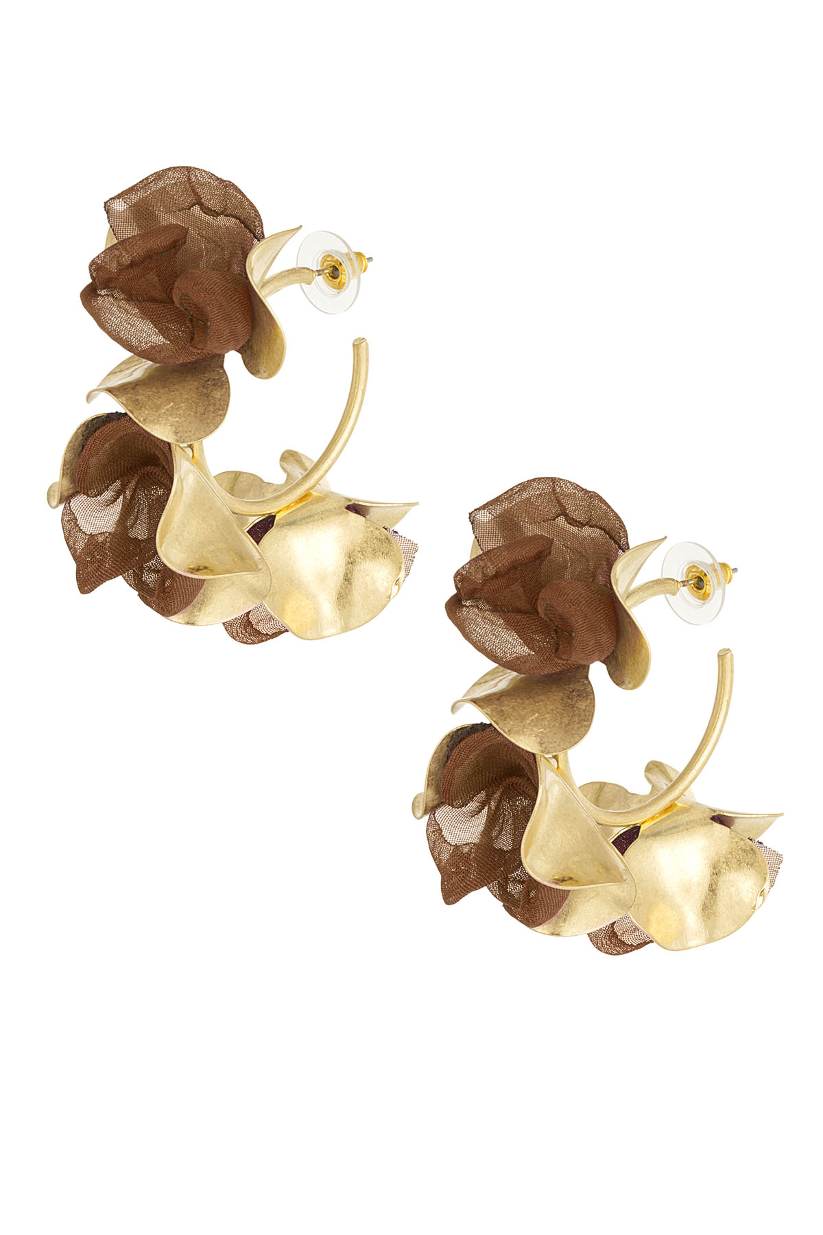 Earrings fall flower - brown