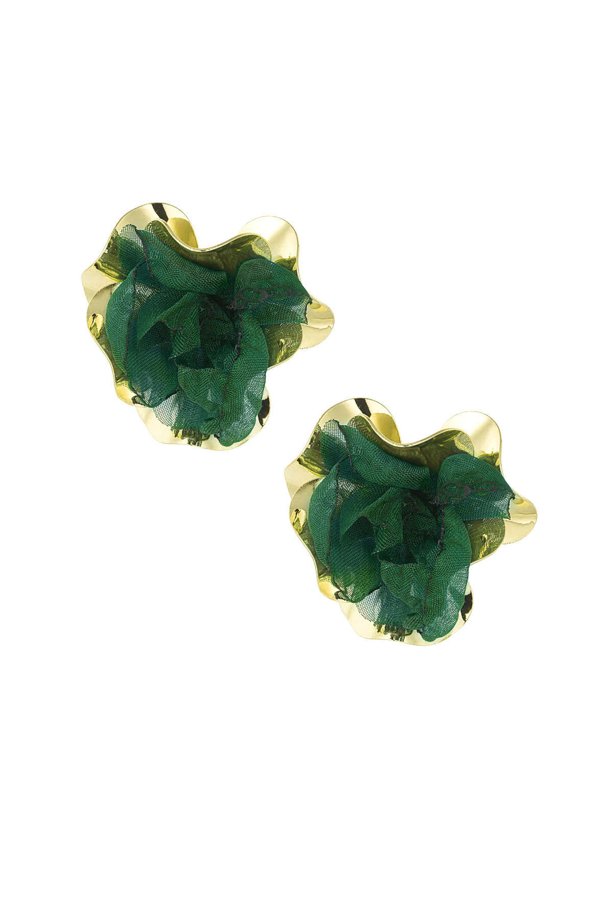 Dark statement earrings - dark green h5 