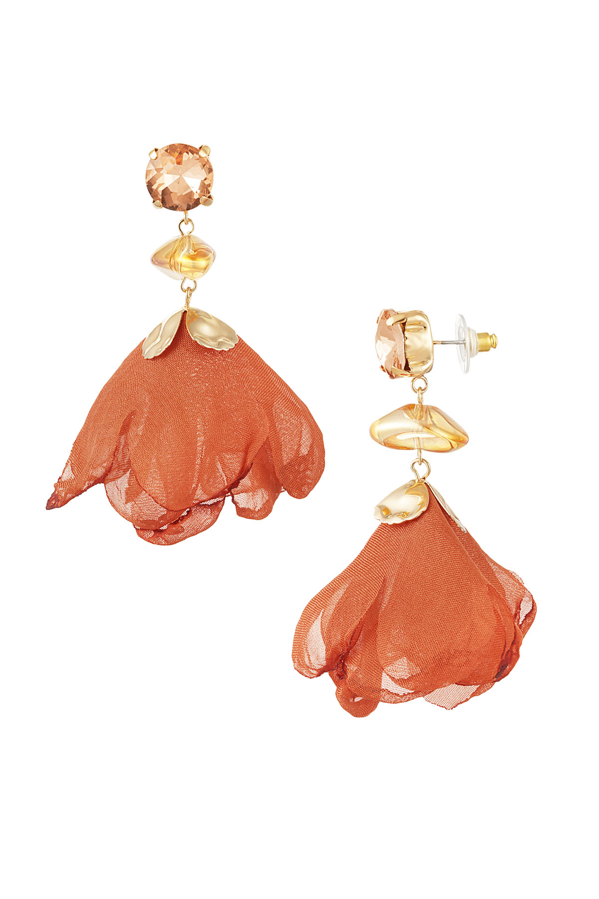 Boucles d'oreilles automne rose - orange h5 