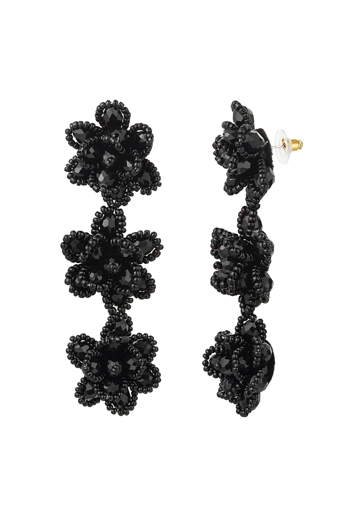 Boucles d'oreilles ressort Blossom - noir h5 