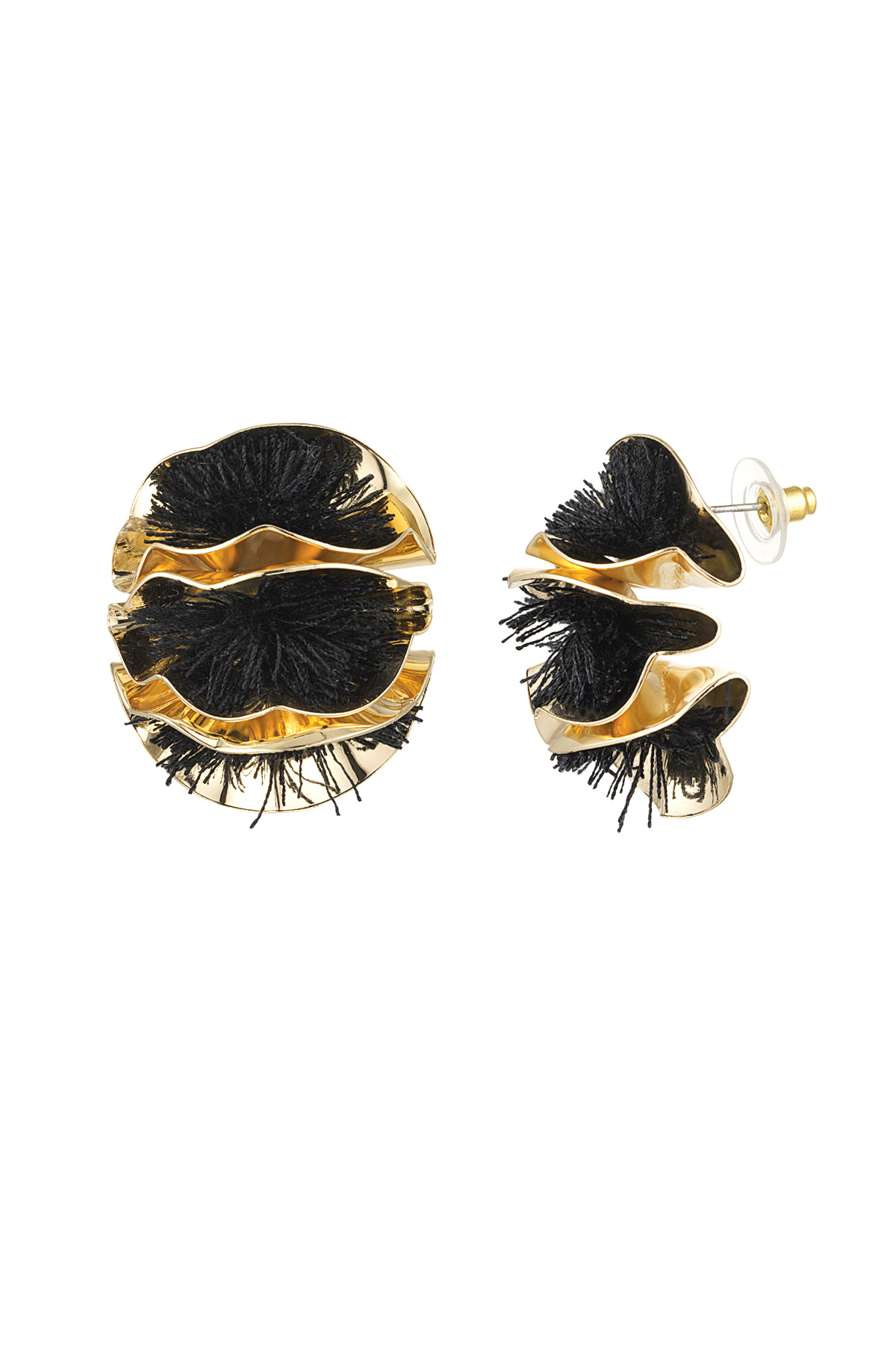 Colorful Flower statement earrings - black h5 