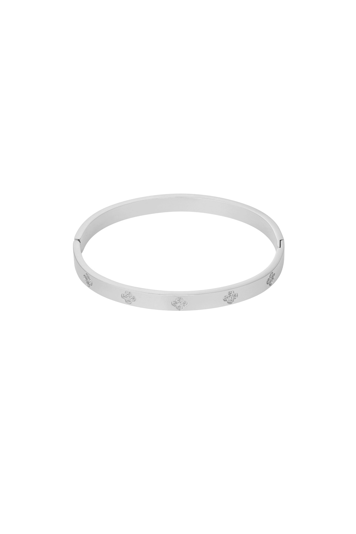 Slavenarmband met klavers en steentjes - zilver h5 