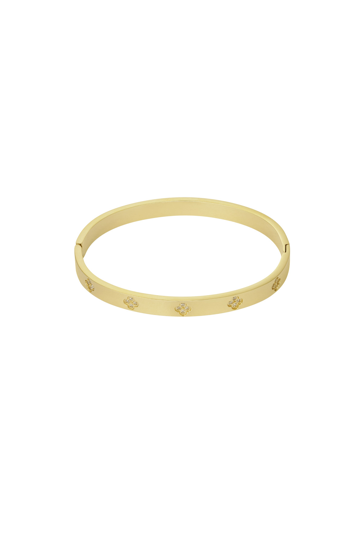 Sklavenarmband mit Kleeblättern und Steinen - gold h5 