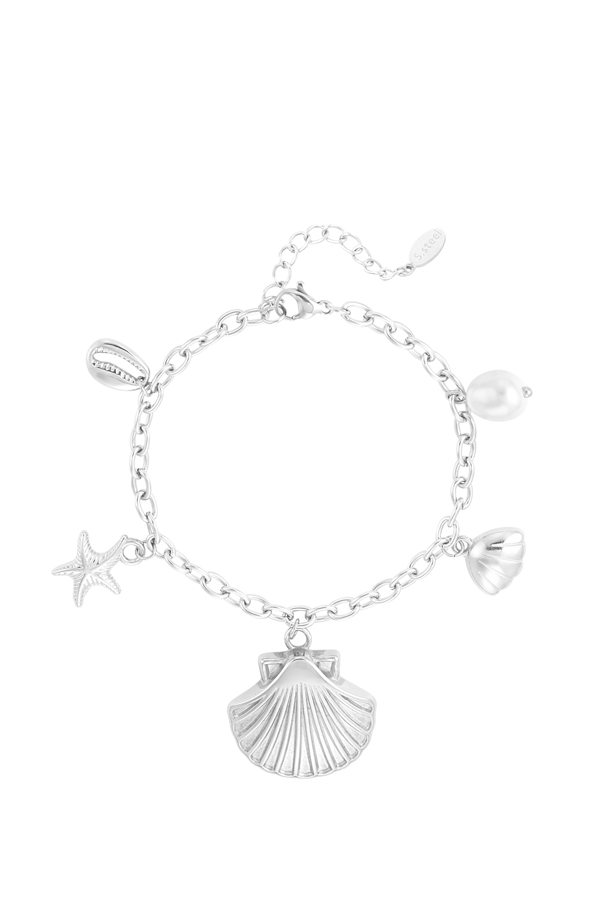 Link bracelet seashell - silver h5 