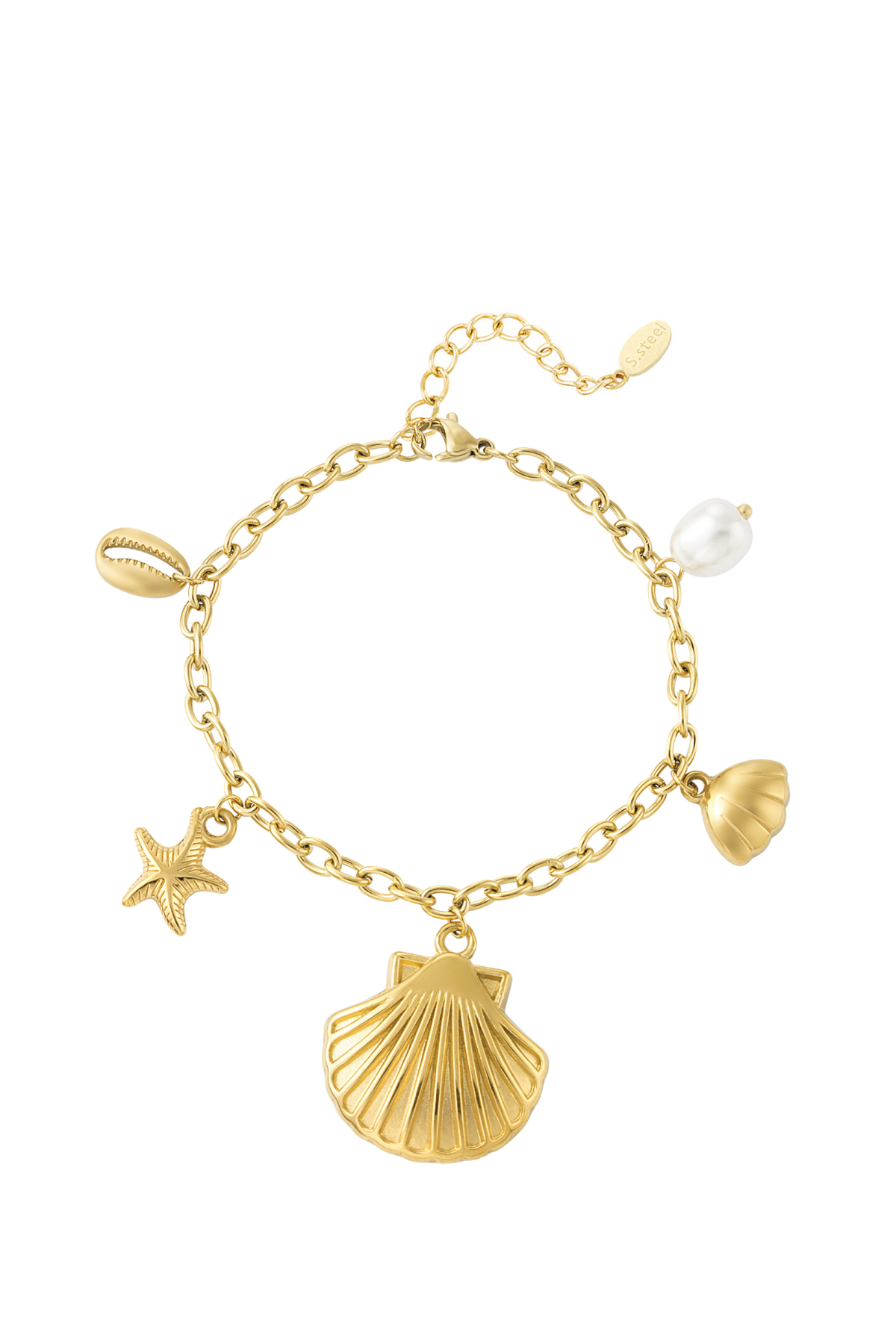 Bracciale a maglie conchiglia - oro h5 