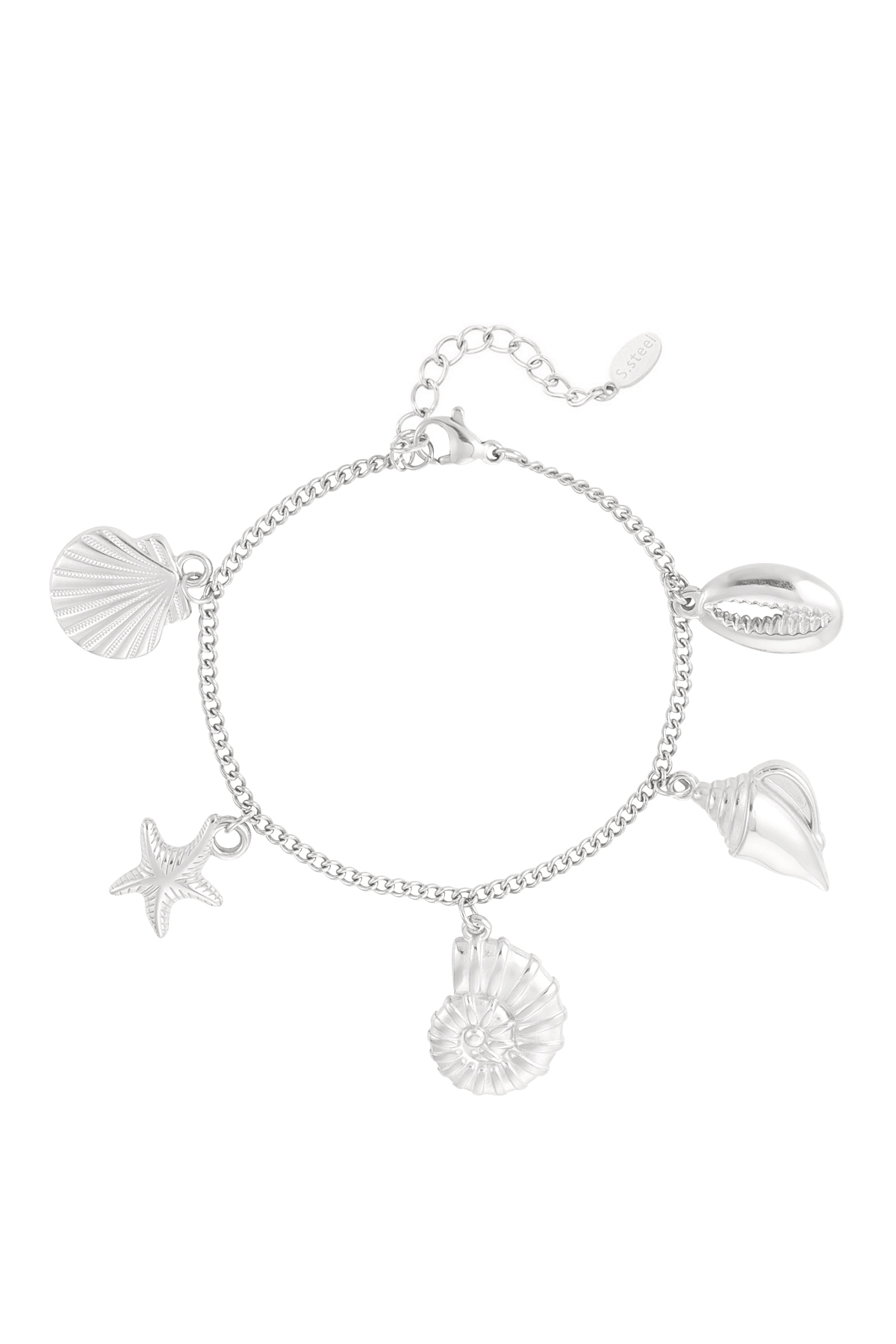 Charm bracelet with shells - silver h5 