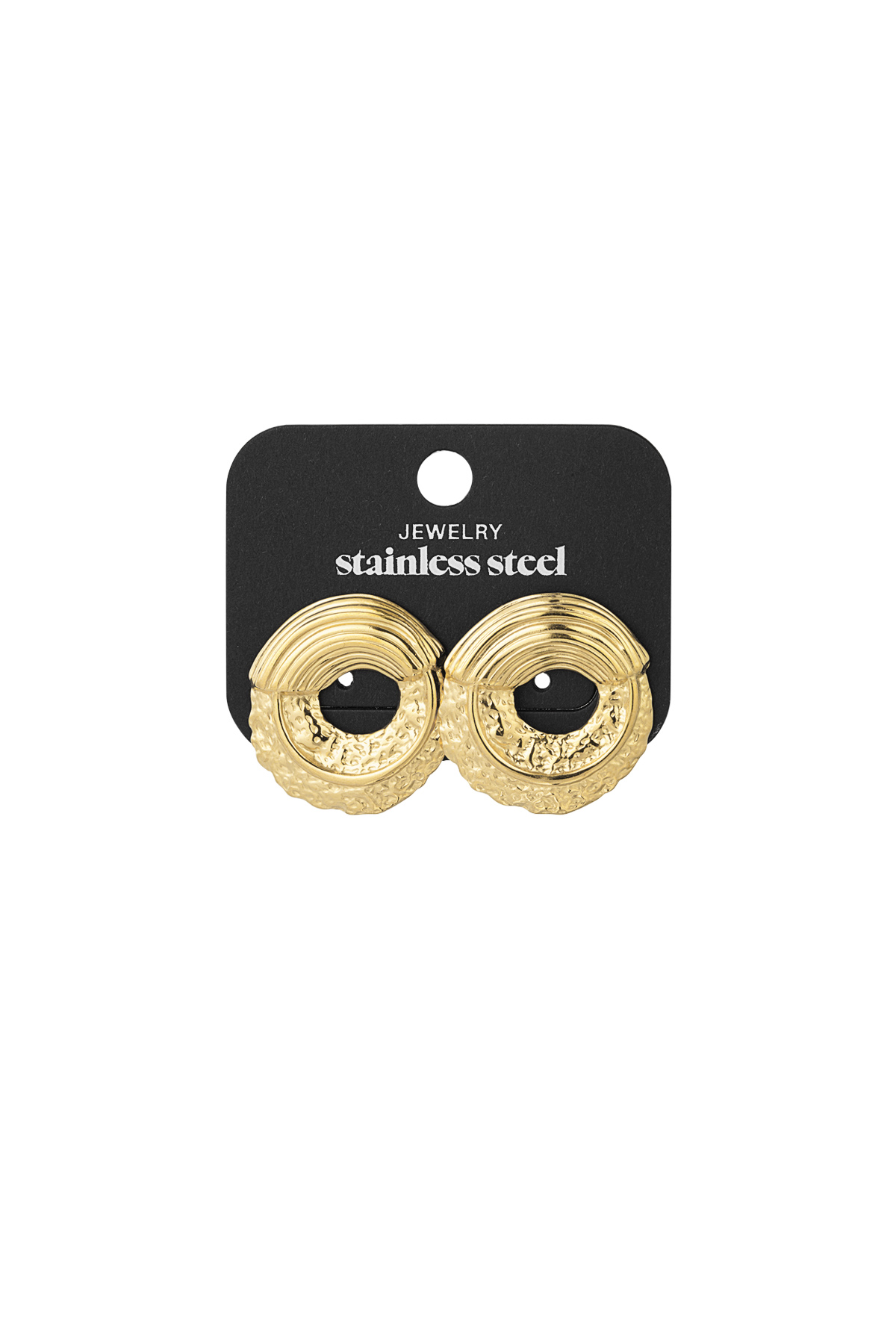 Earrings structured round - goud h5 Afbeelding3