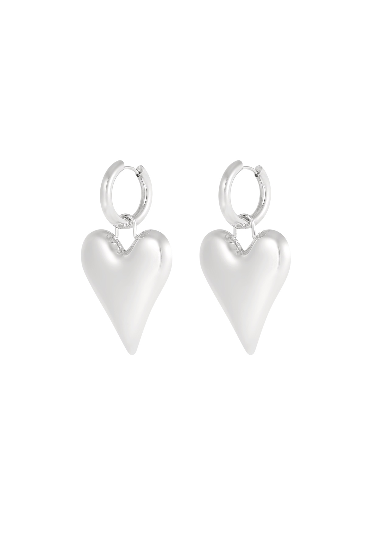 Big Heart pendant earrings - silver h5 