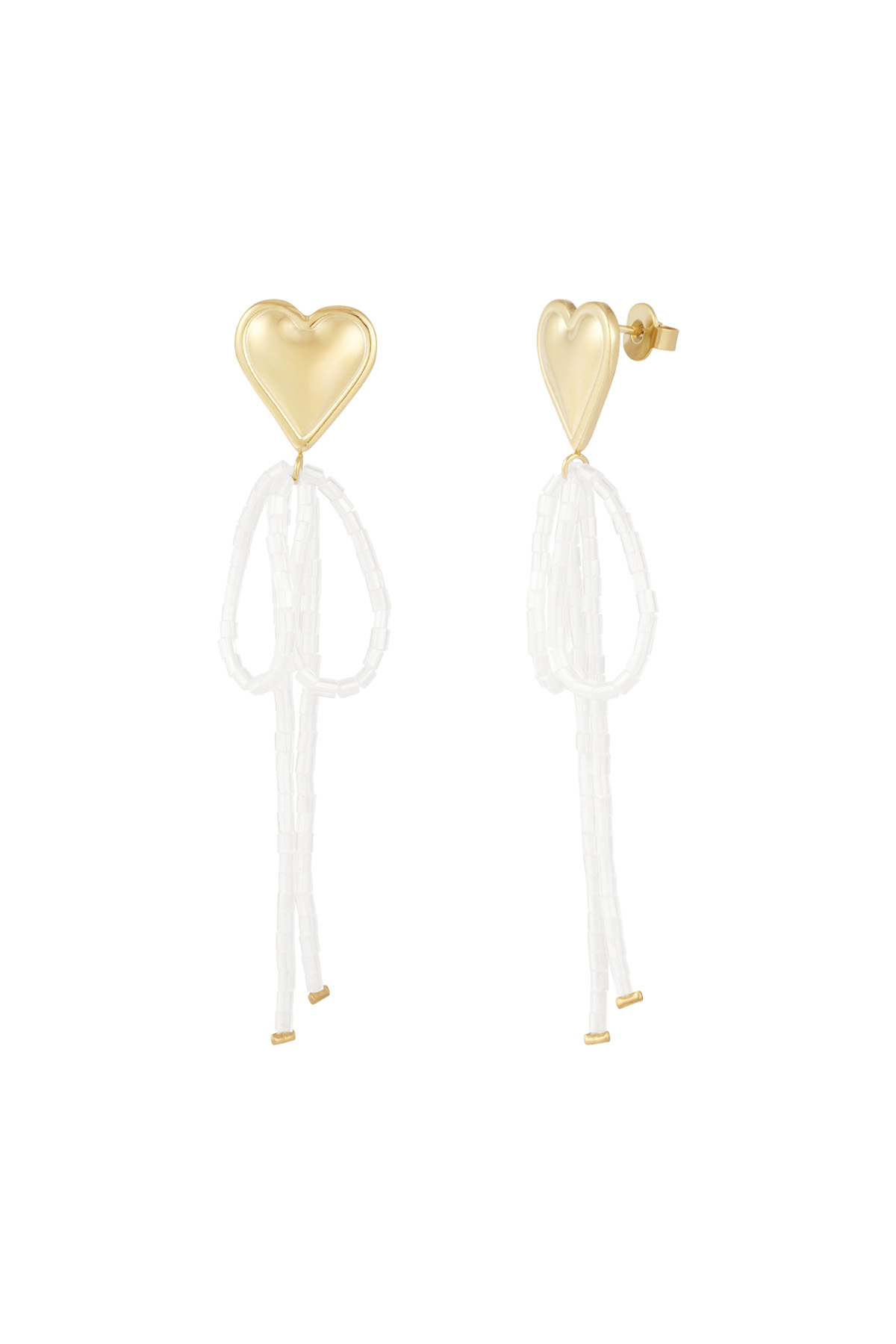 Earrings bow to my heart - white gold 