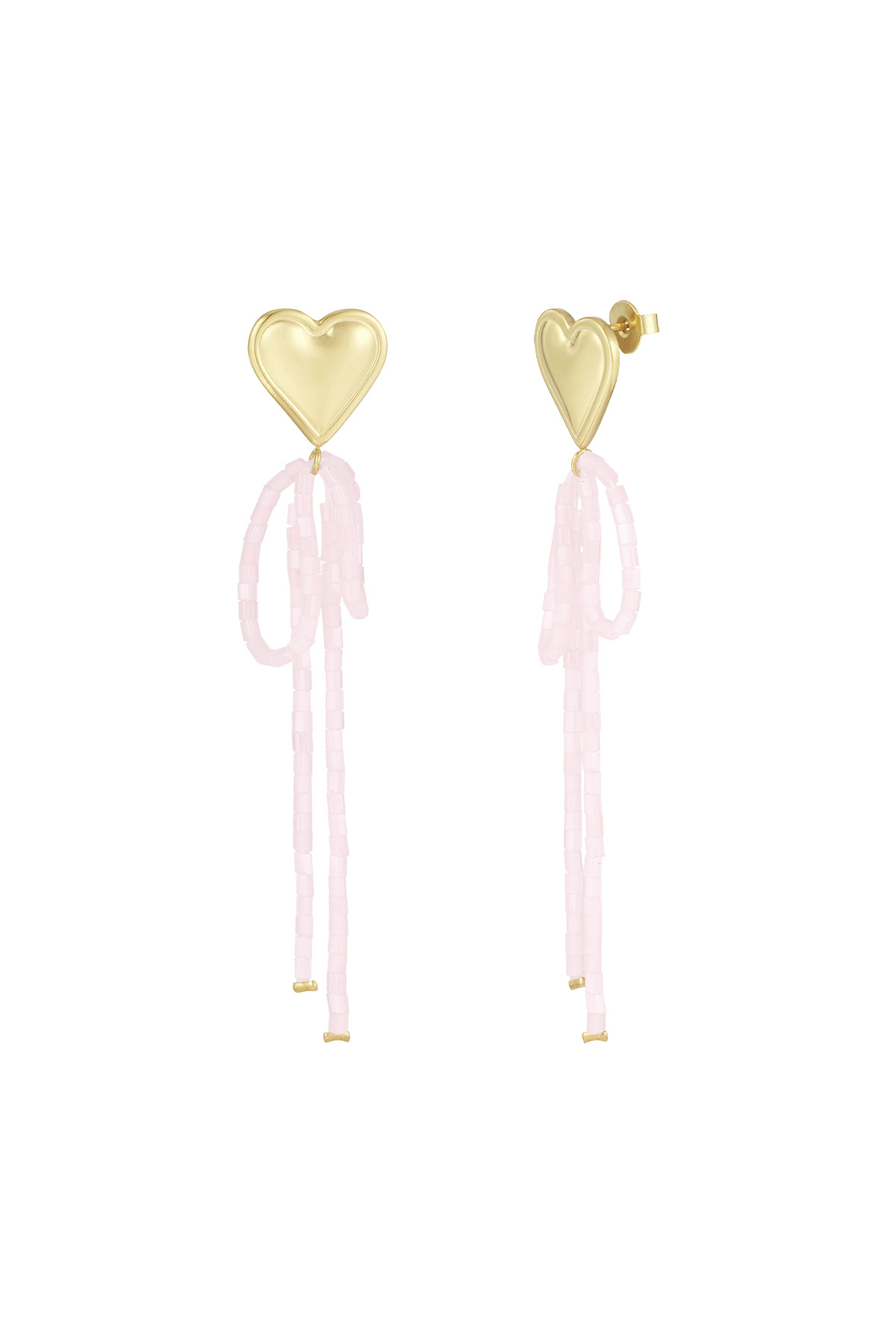 Oorbellen bow to my heart - roze goud h5 