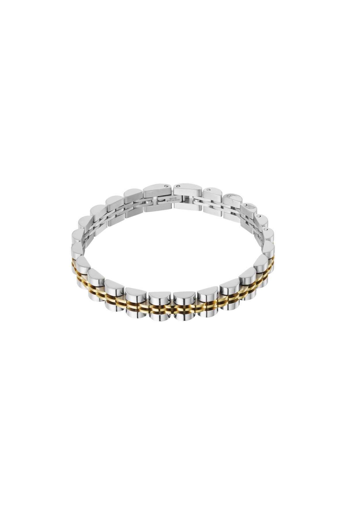 Stoere schakelarmband - zilver goud h5 