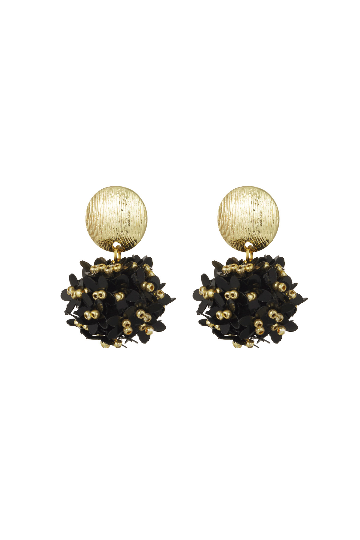 Pendientes con toques de color: negro y dorado h5 