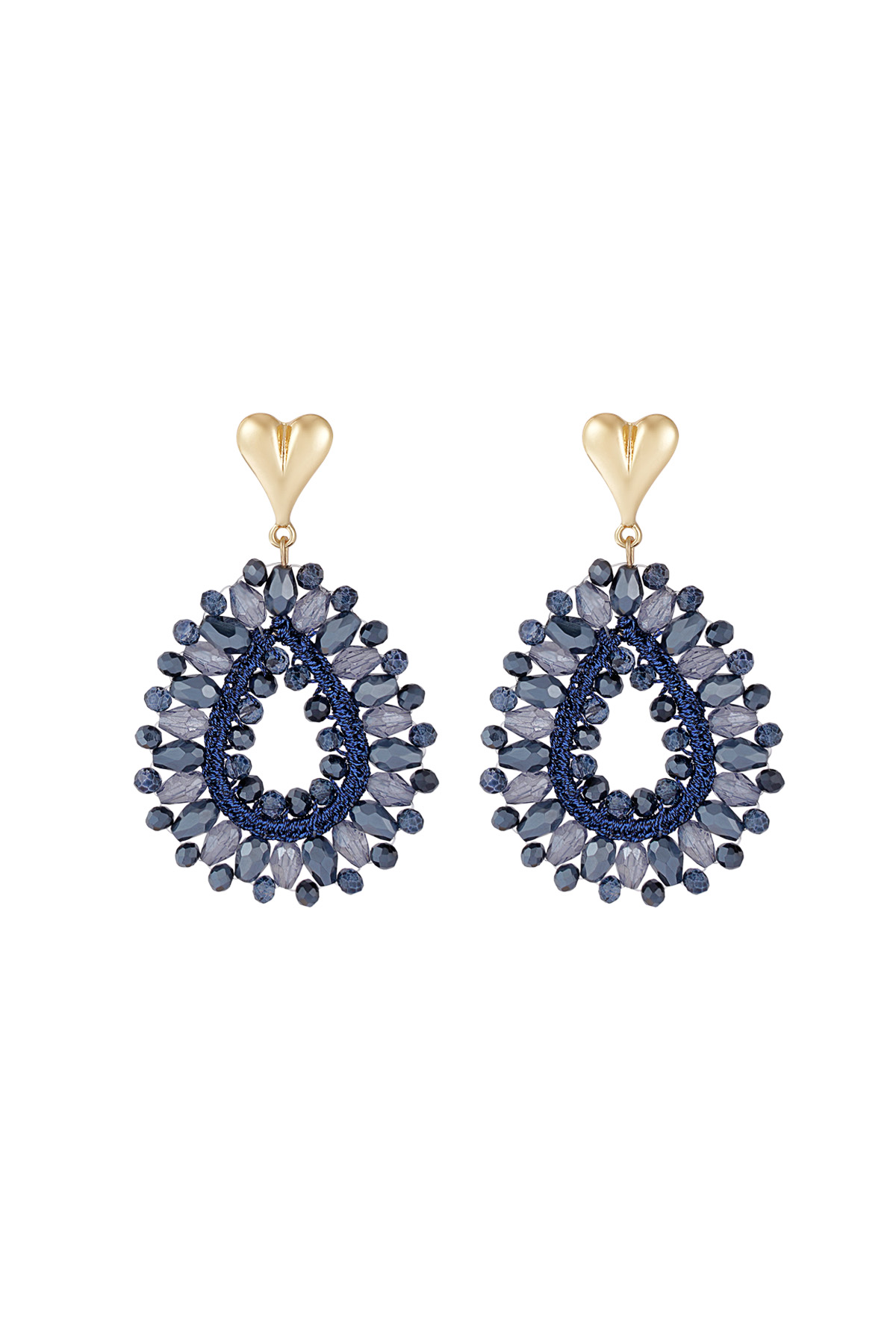 Beaded Love earrings - dark blue 