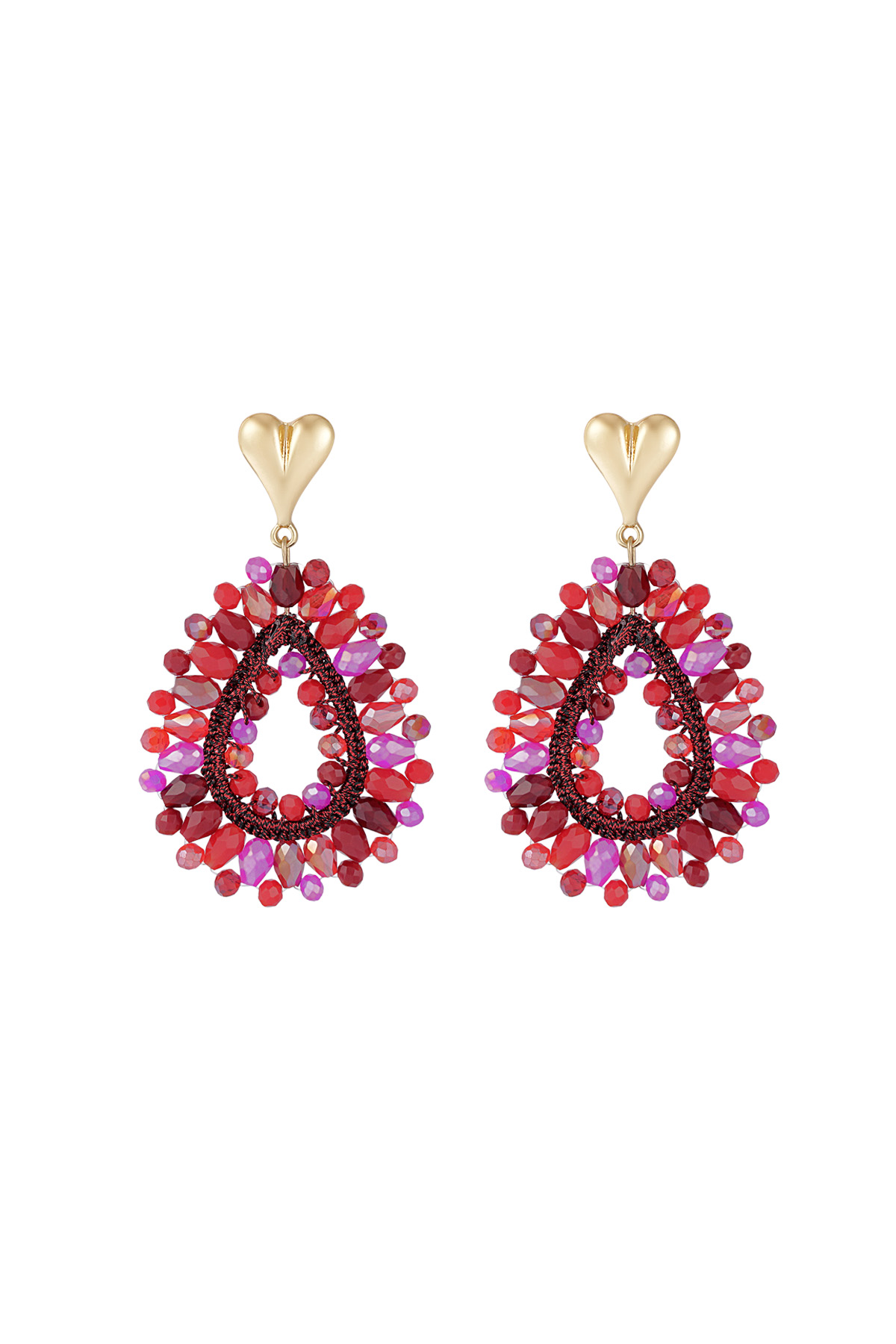 Beaded Love oorbellen - fuchsia h5 