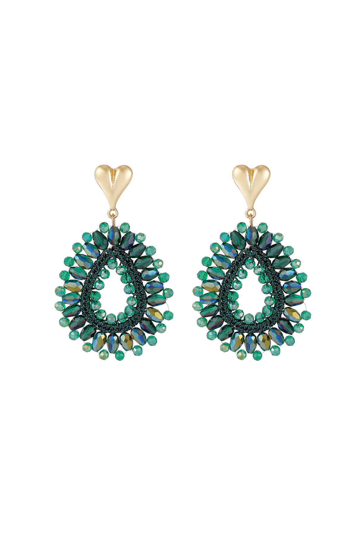 Pendientes de cuentas Love - verde h5 