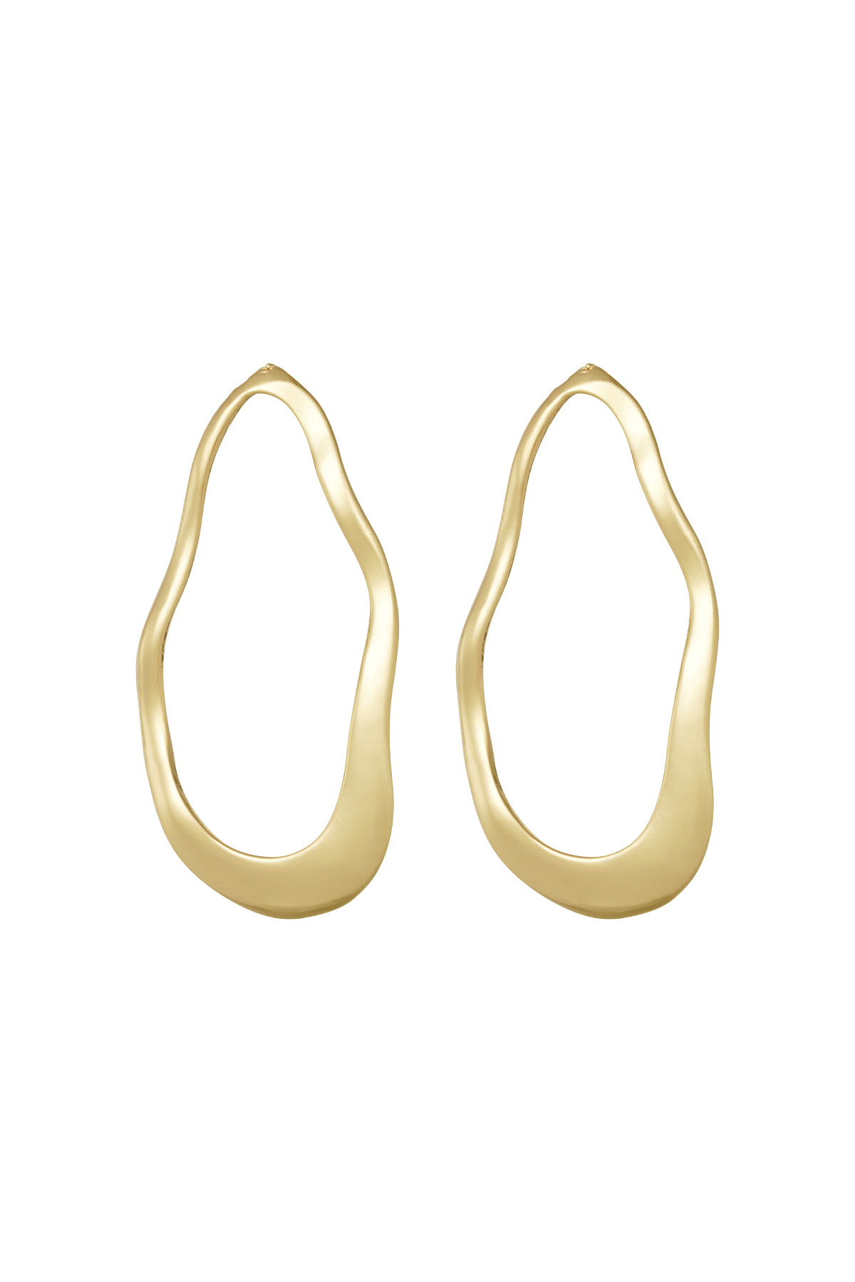 Stylish round statement earrings - gold 