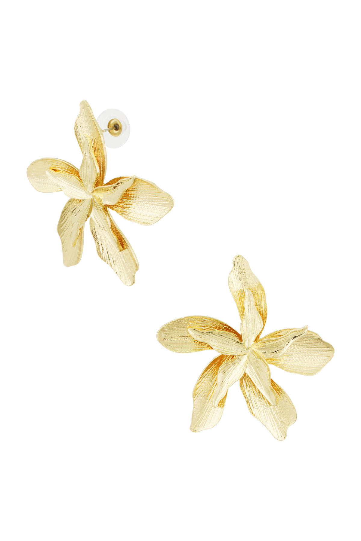 Earrings flower statement piece - Gold color h5 