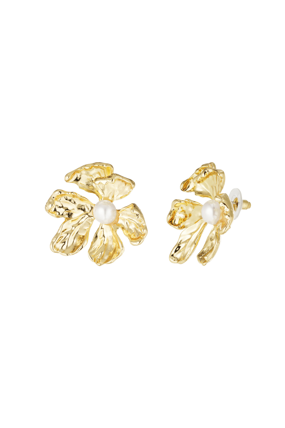 Pearl flower earrings - gold 