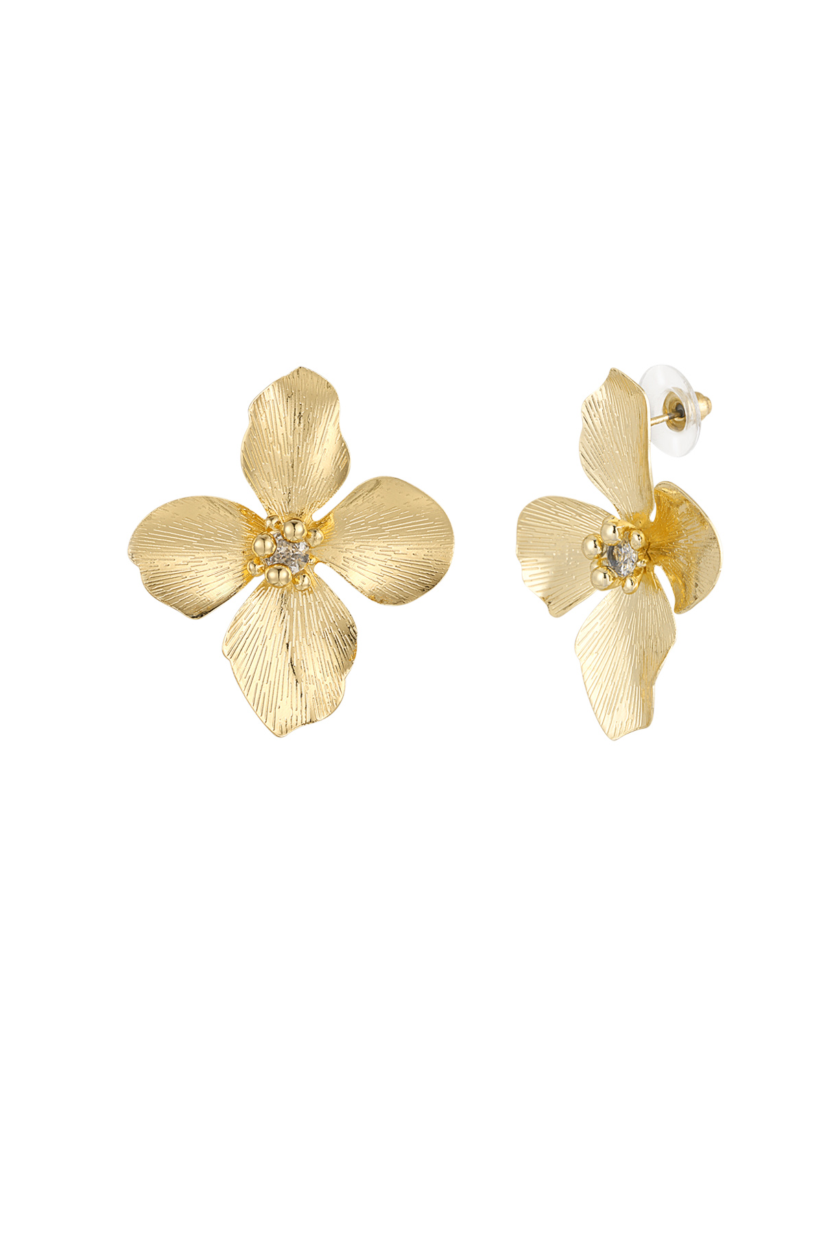 Tropical flower earrings - Gold color 2