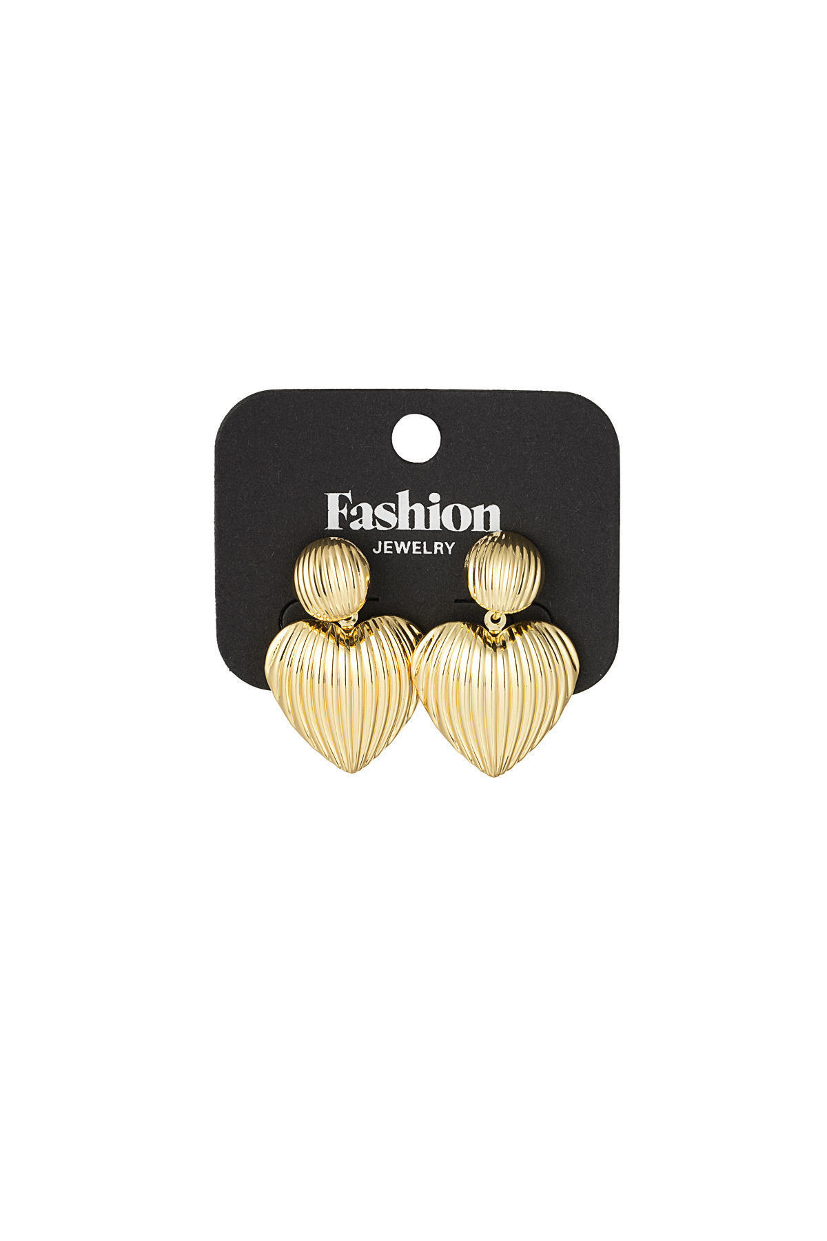 Funky heart dangles earrings - gold h5 Picture3