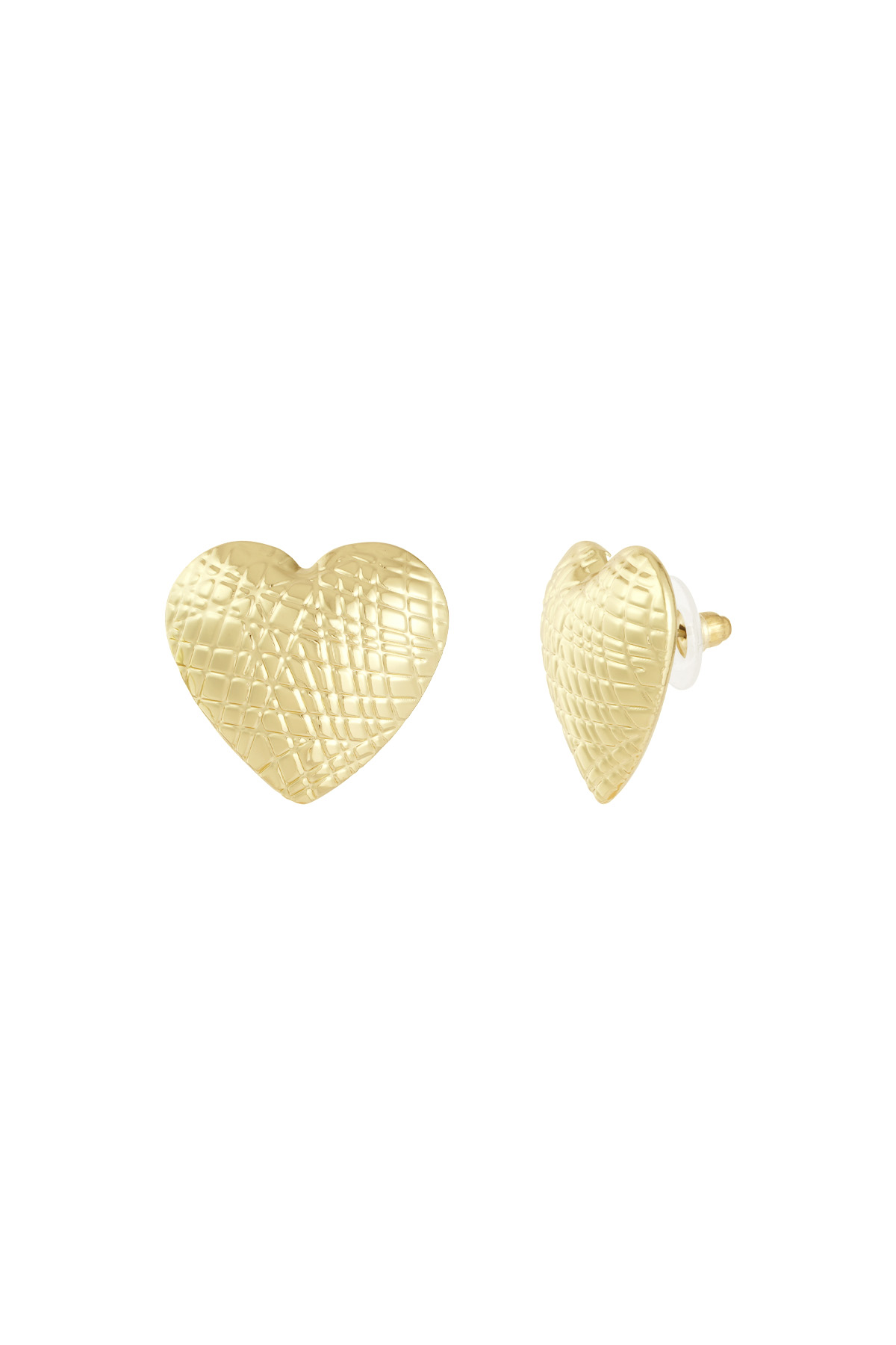 Textured heart earrings - gold 