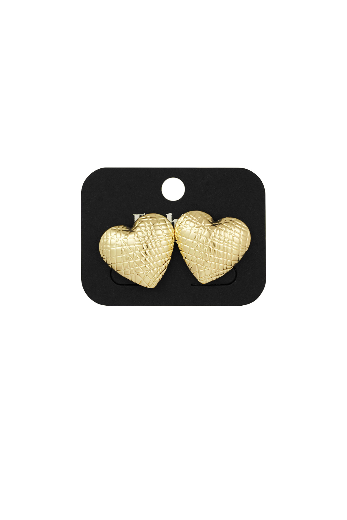 Textured heart earrings - gold h5 Picture3