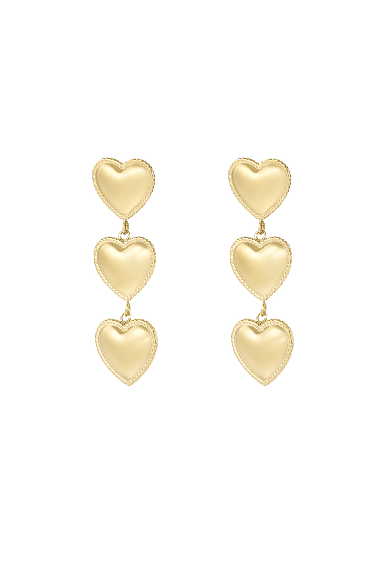 Stack of hearts earrings - gold h5 