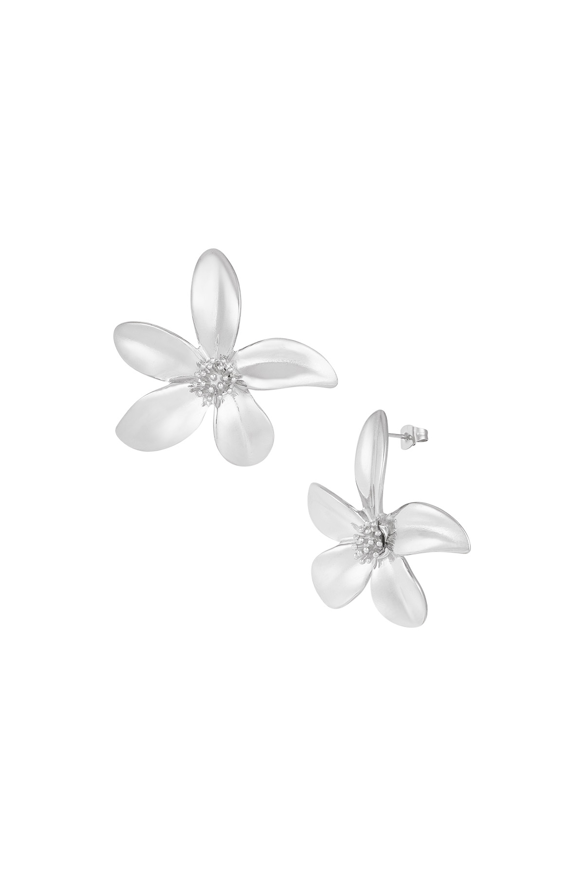 Earrings flower fusion - silver h5 