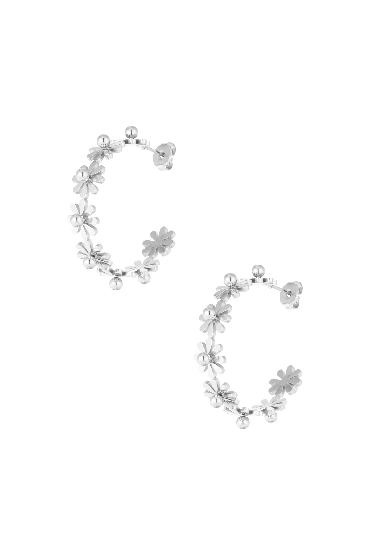 Boucles d'oreilles finesse florale - argent h5 