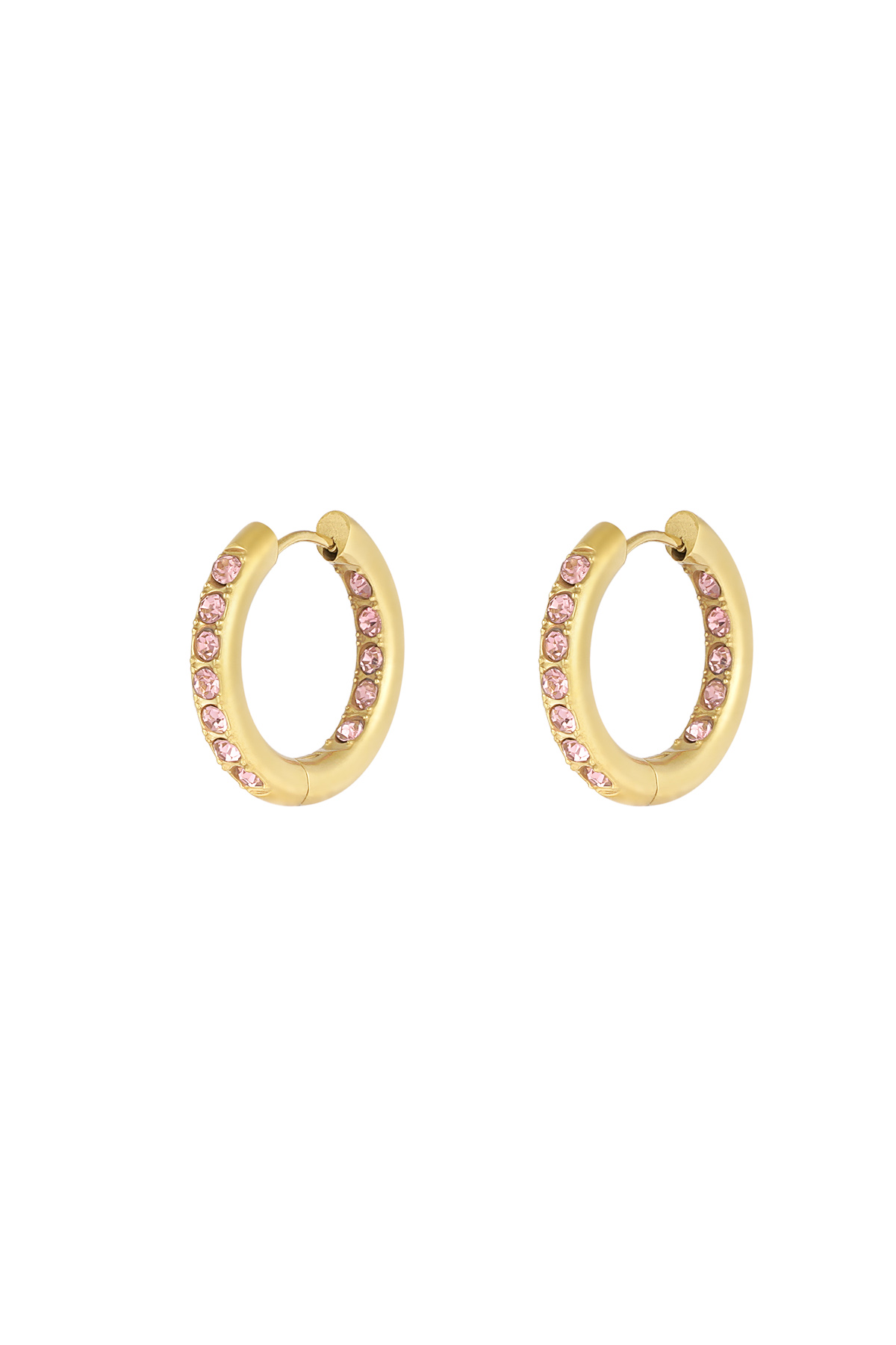 Delicate gem earrings - pink & gold 