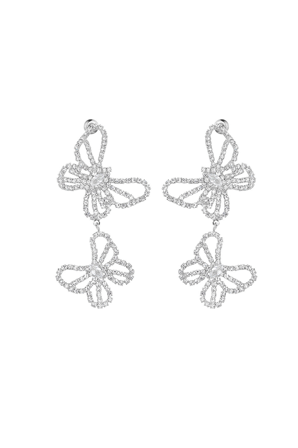 Butterfly sparkle earrings - silver h5 Picture3