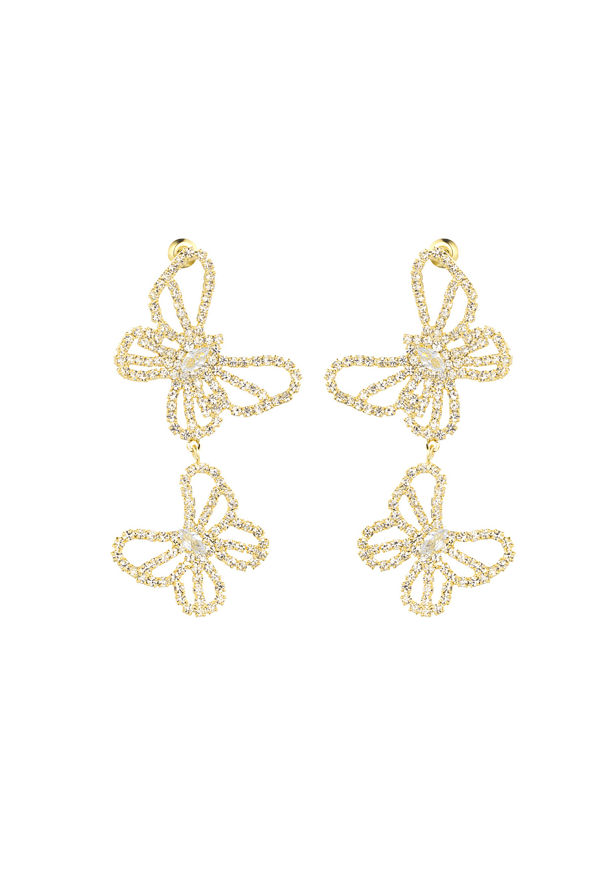 Pendientes mariposa brillante - oro h5 Imagen3