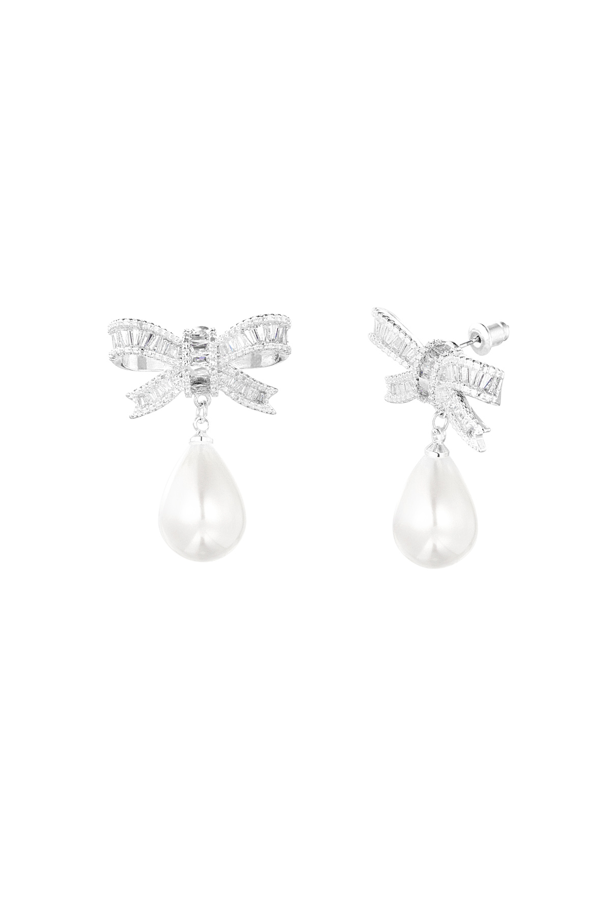 Classic bow & pearl earrings - silver h5 Picture3