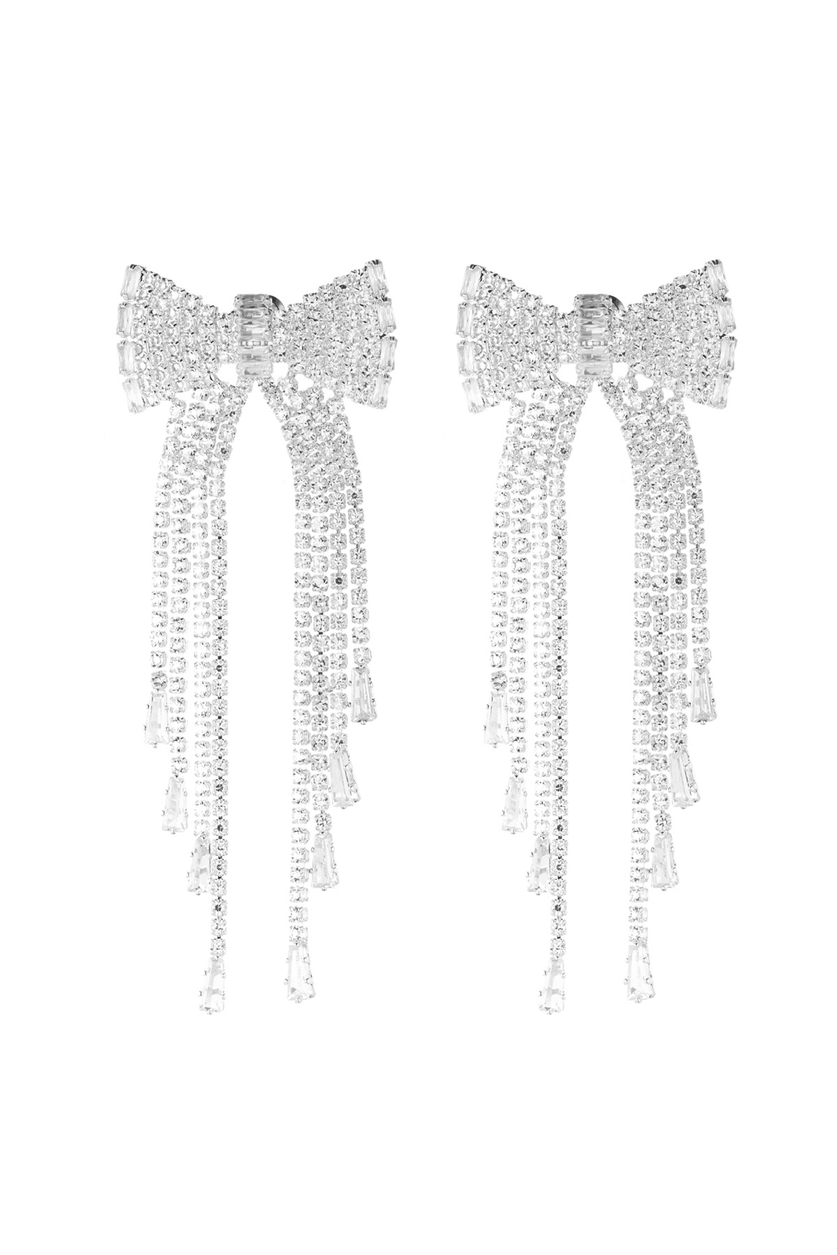 Bold sparkle bow earrings - silver h5 Picture3