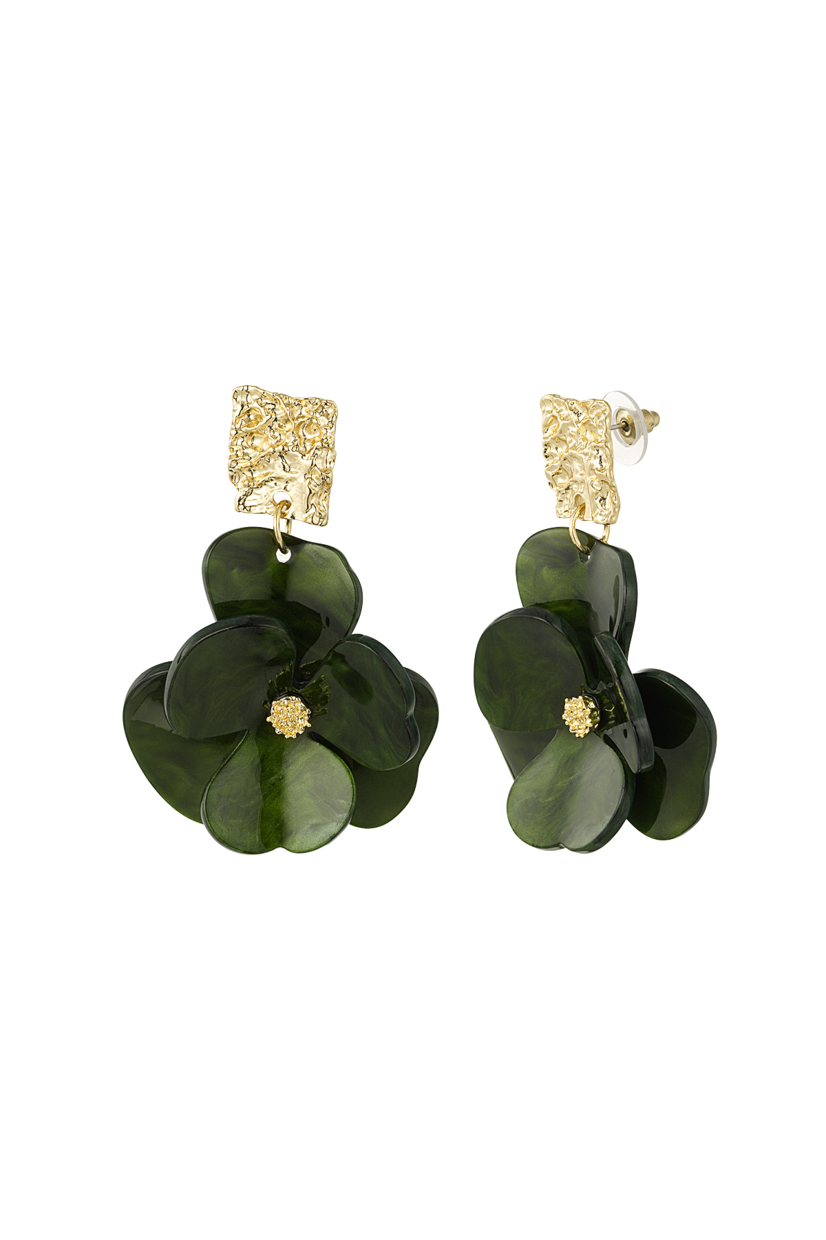 Boucles d'oreilles fleur magique - or vert h5 