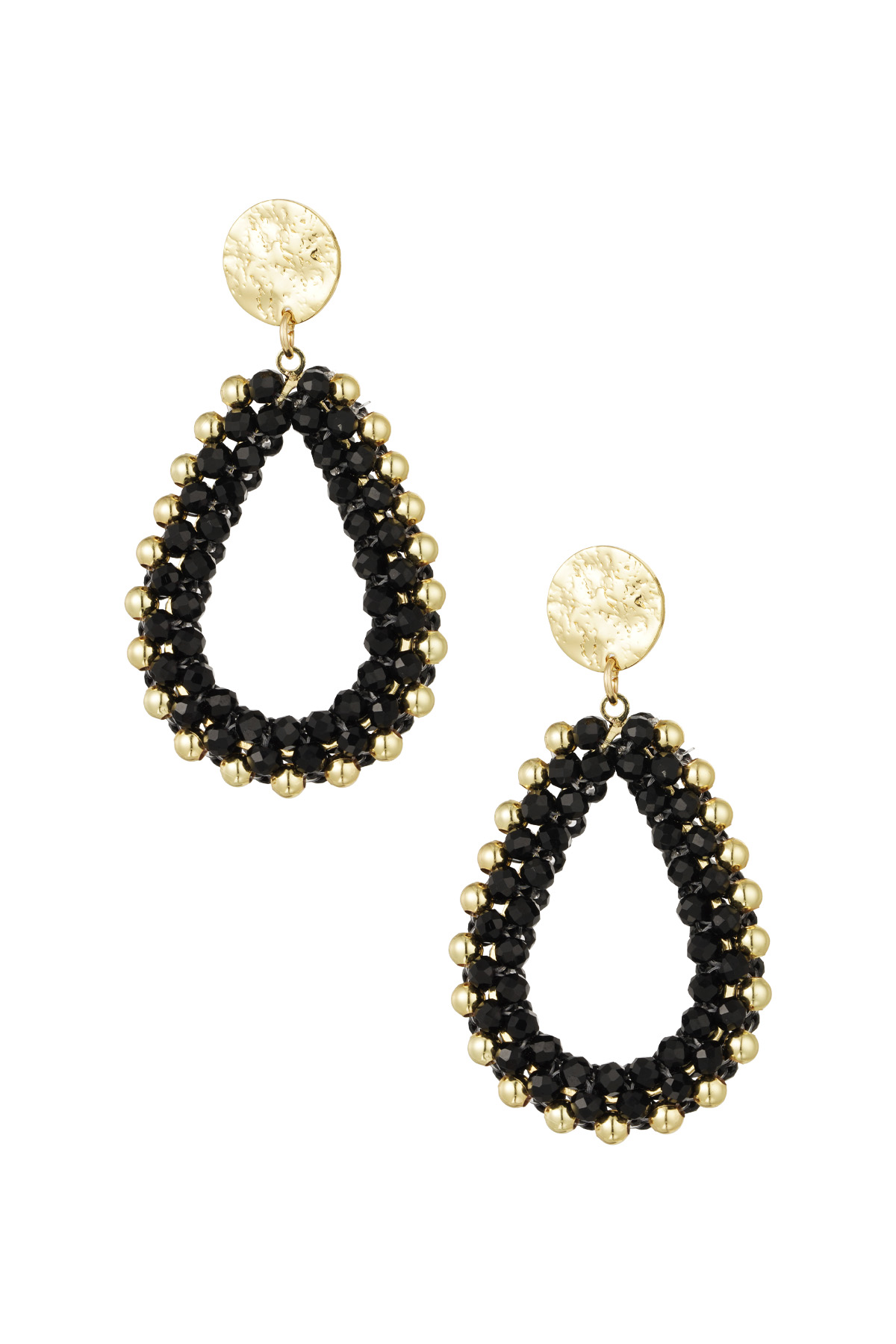 Bead drop earrings - black & gold h5 